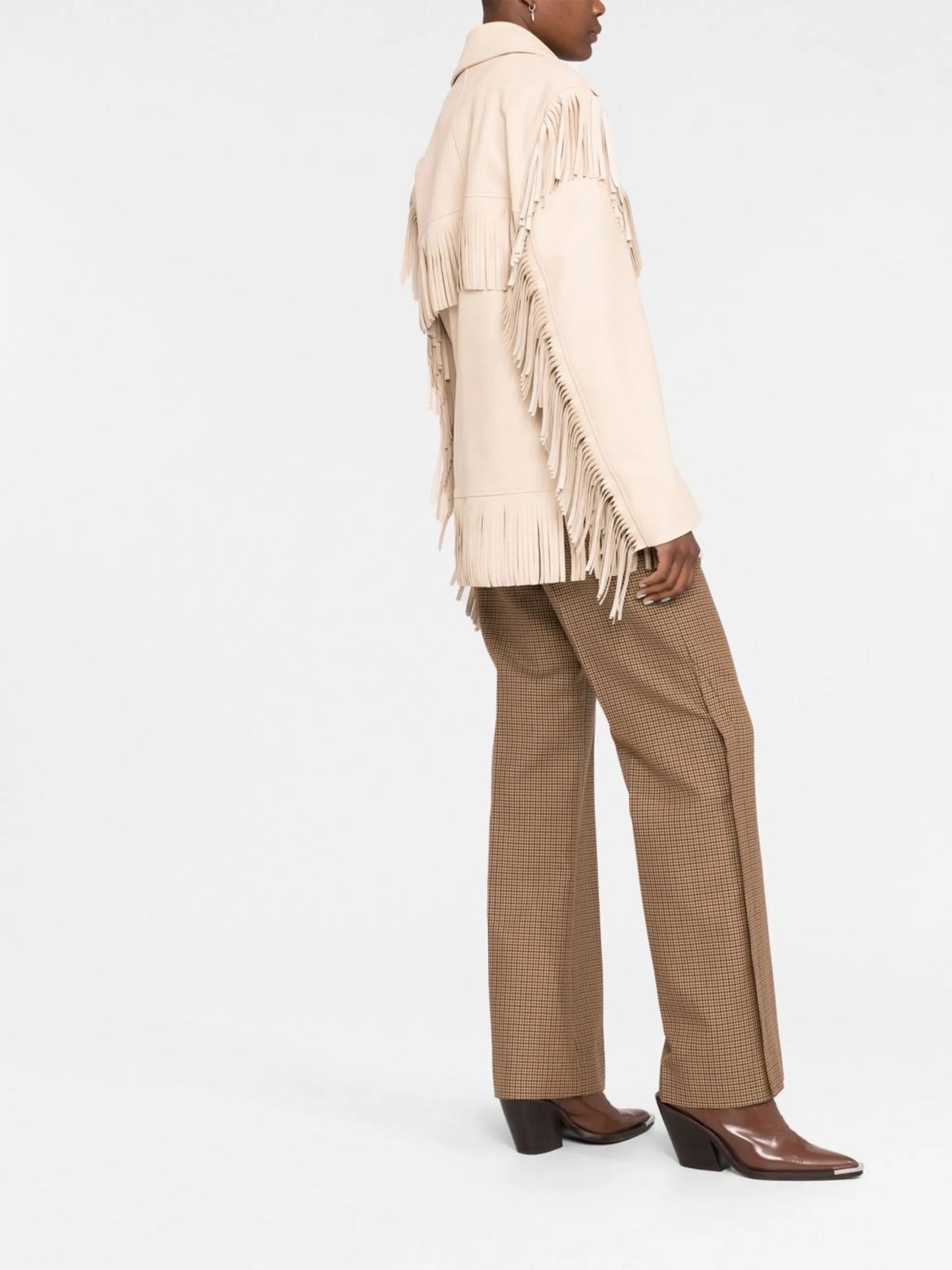 fringe-detail zip-up jacket