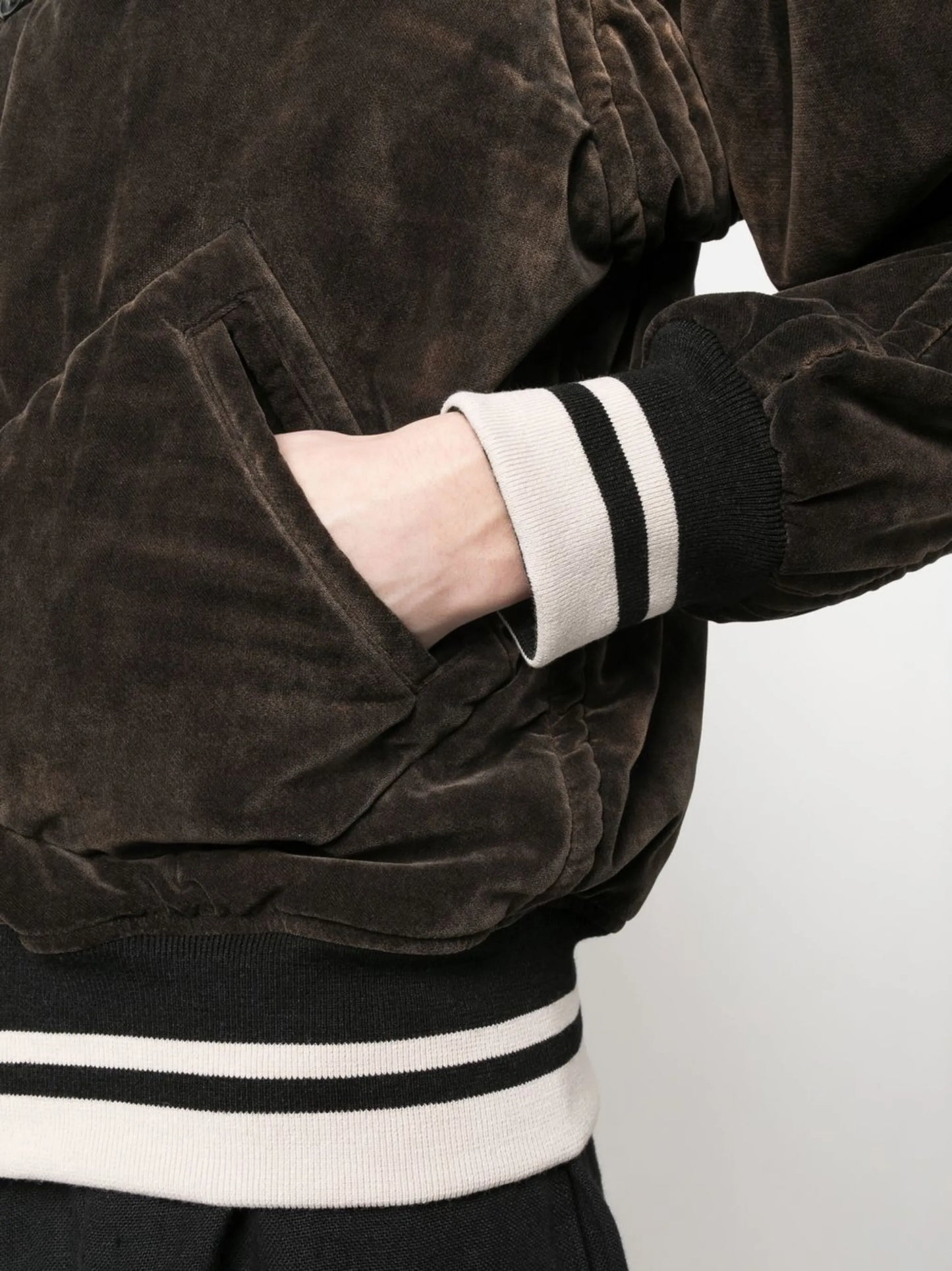cropped velvet bomber jacket