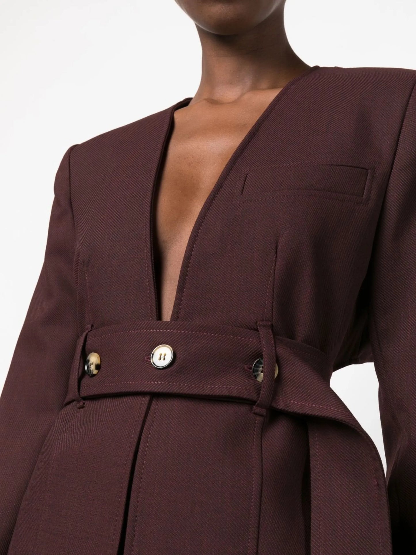 asymmetric belted blazer