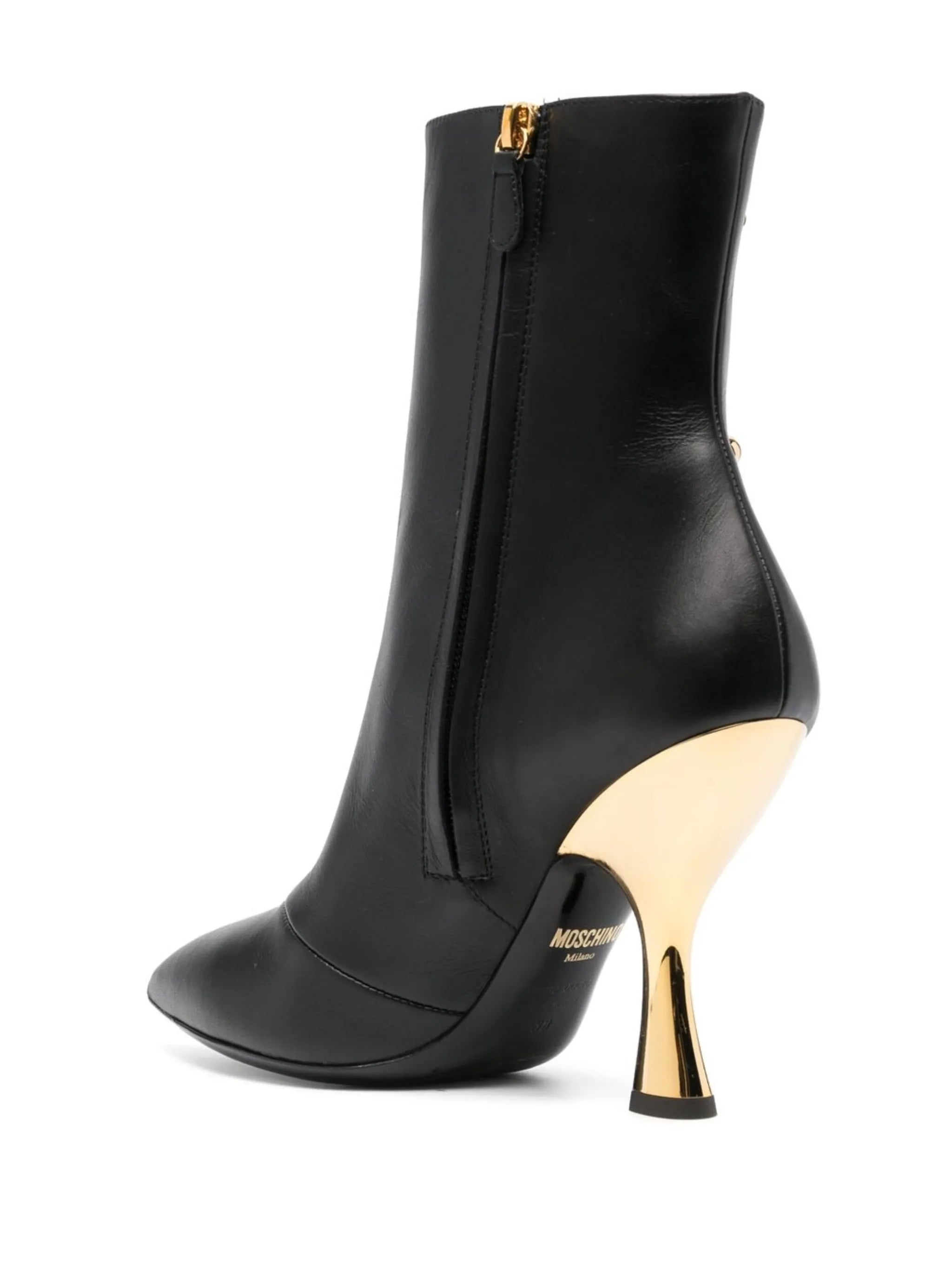 100mm faucet-detail leather boots
