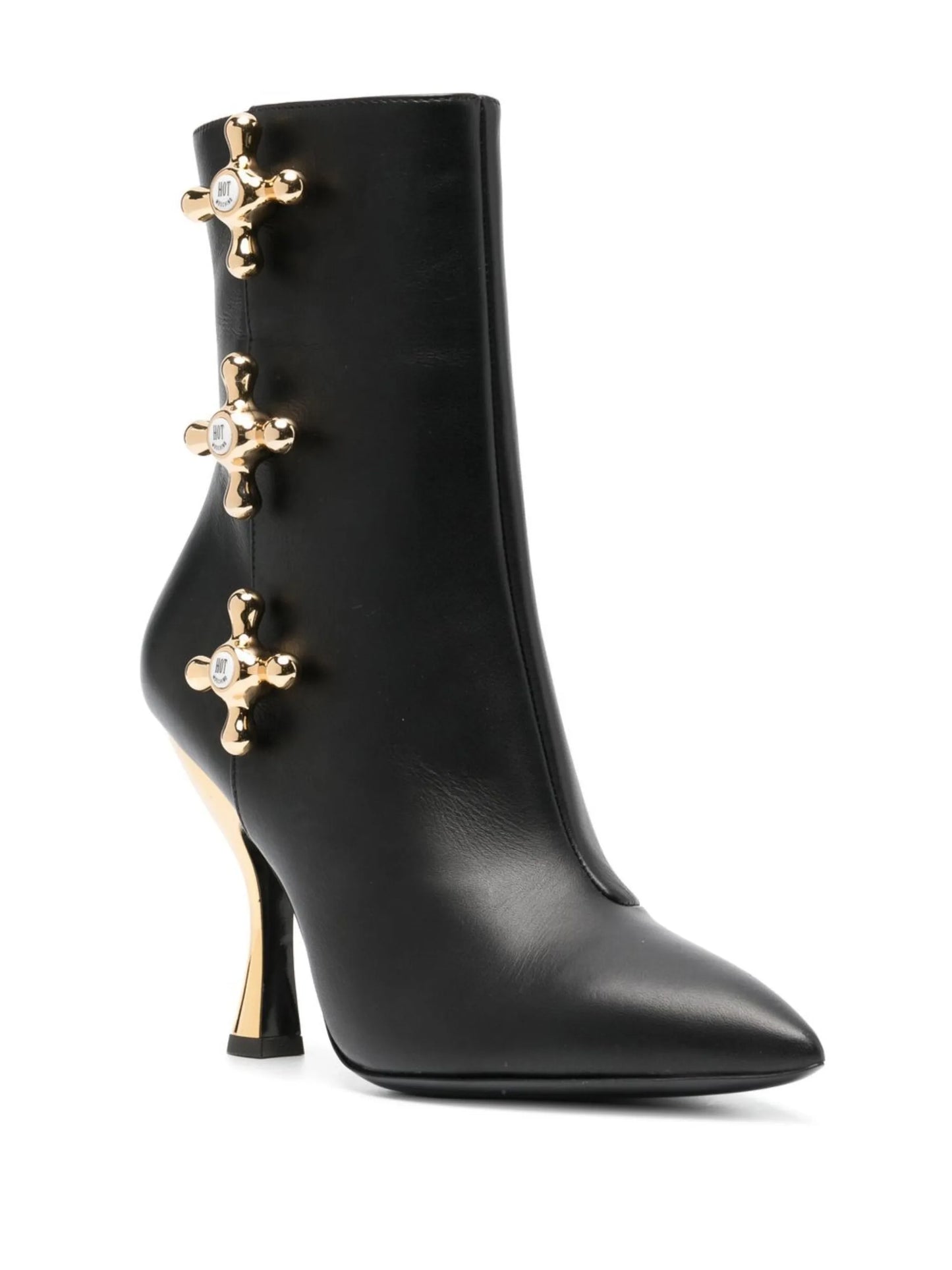 100mm faucet-detail leather boots
