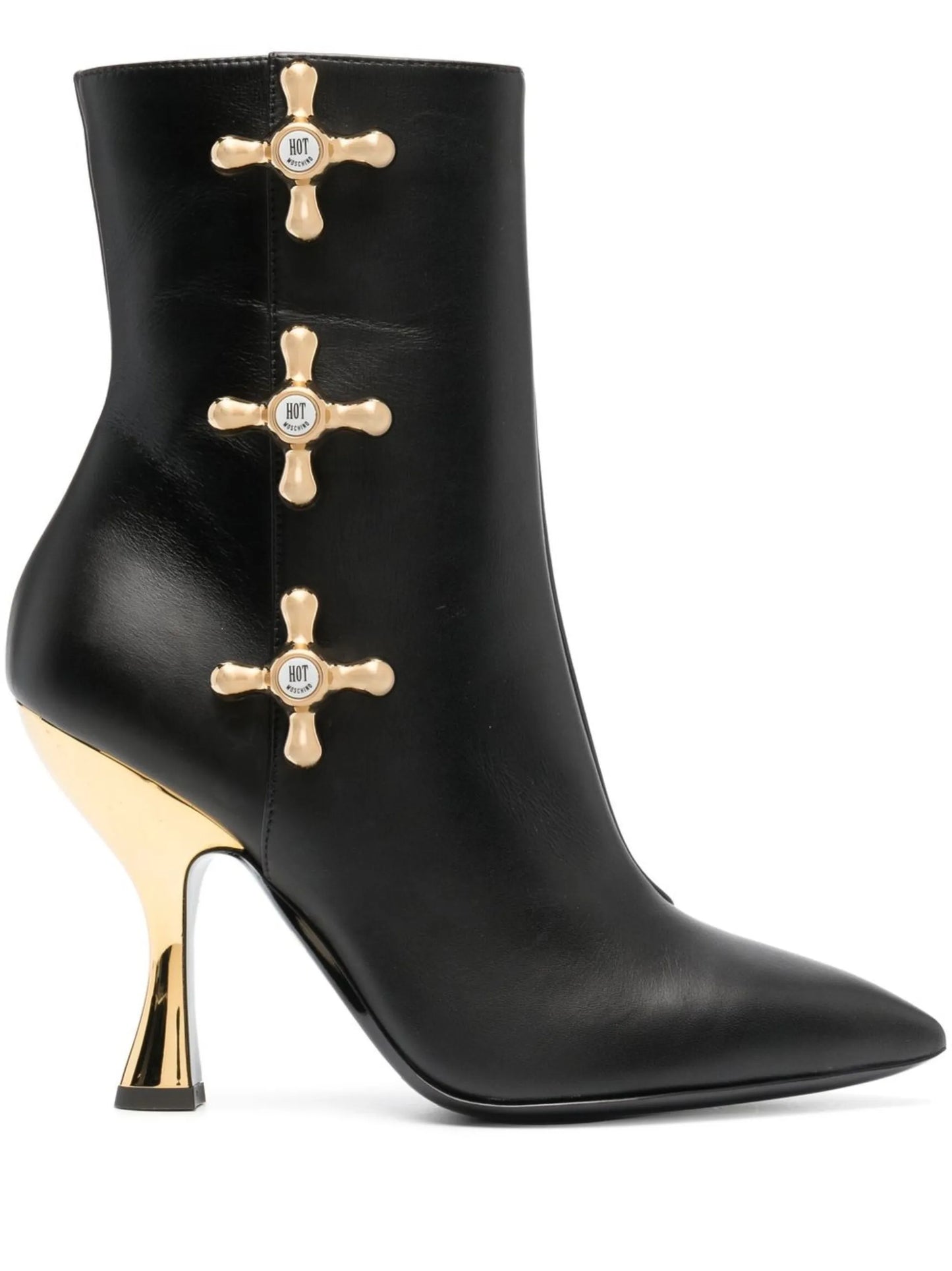 100mm faucet-detail leather boots