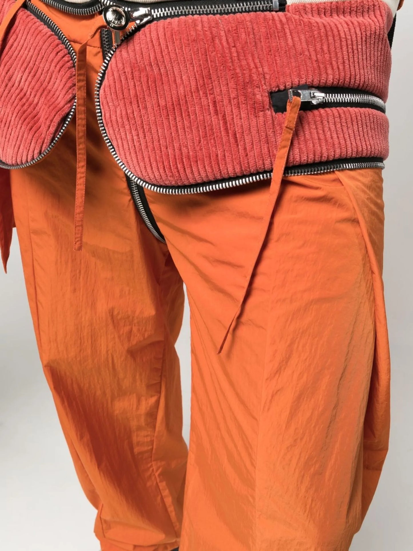 panelled straight-leg trousers