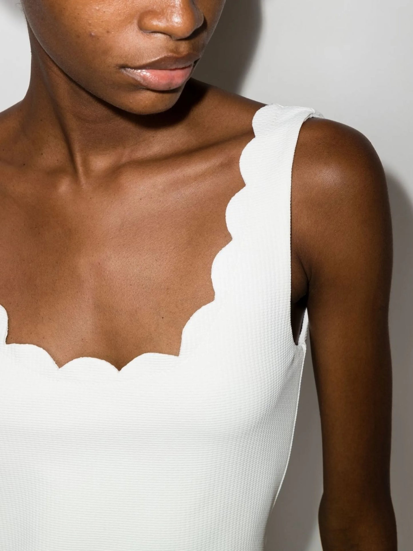 scallop-edge mini dress