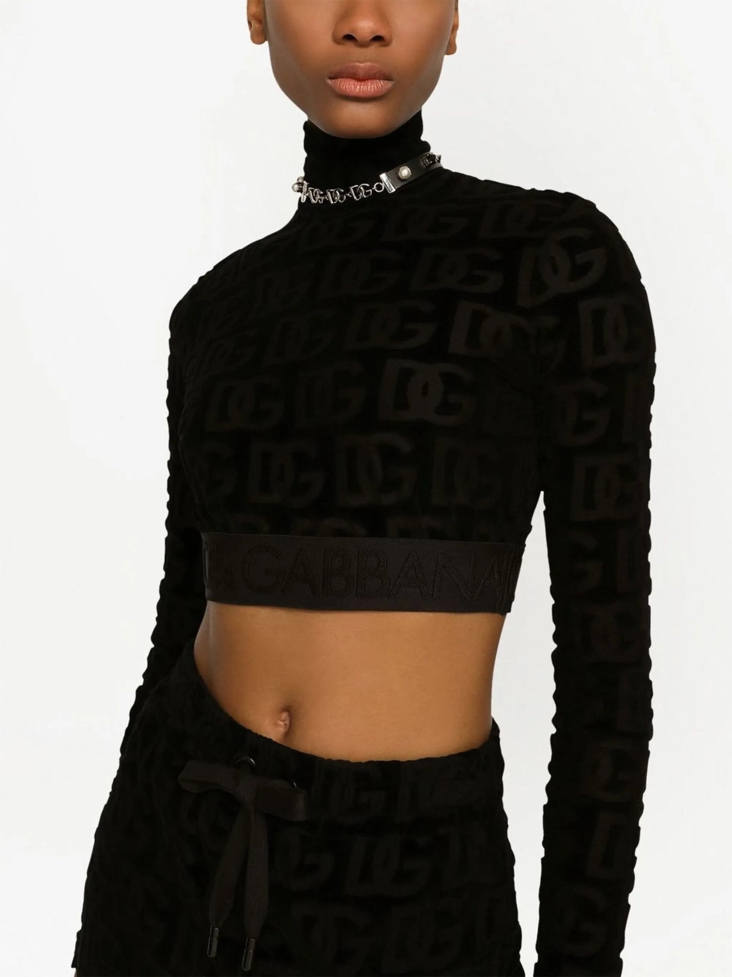 DG-logo jacquard crop top