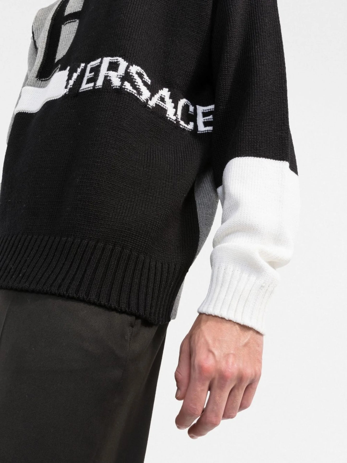 logo-knit wool jumper