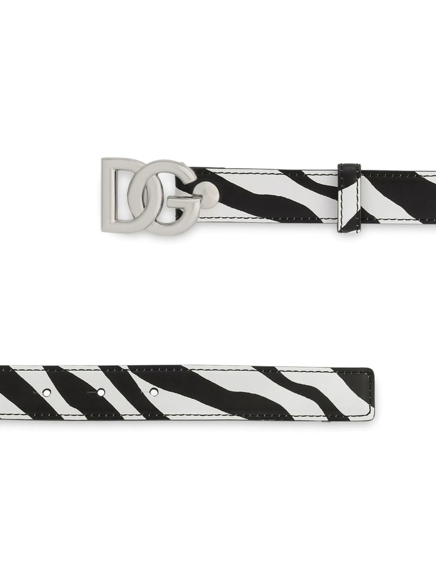 logo-buckle zebra-print leather belt