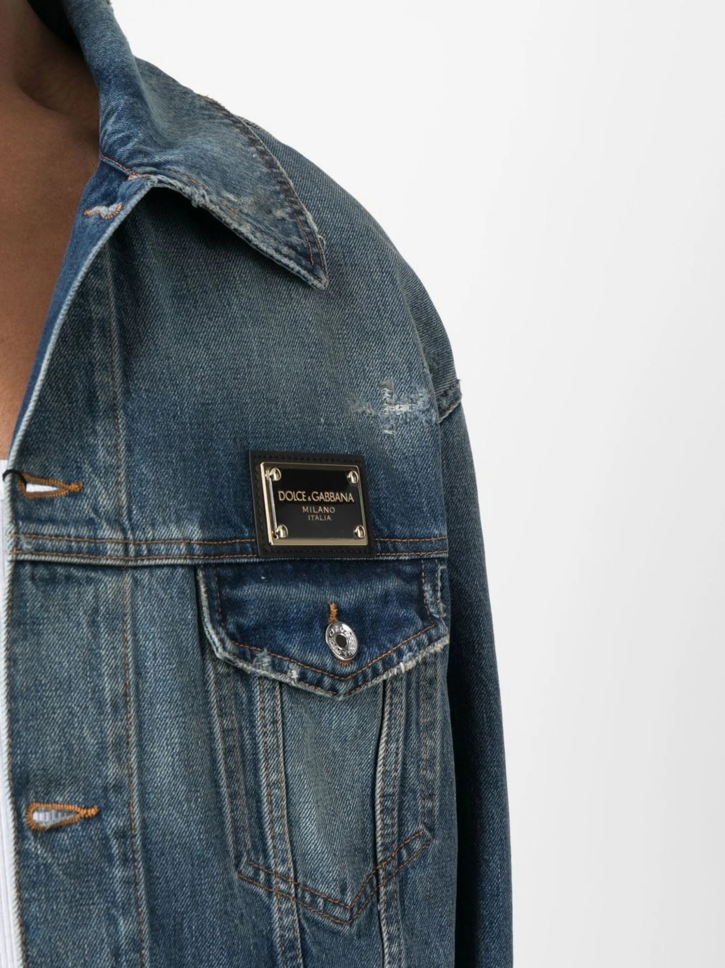 Distressed denim jacket