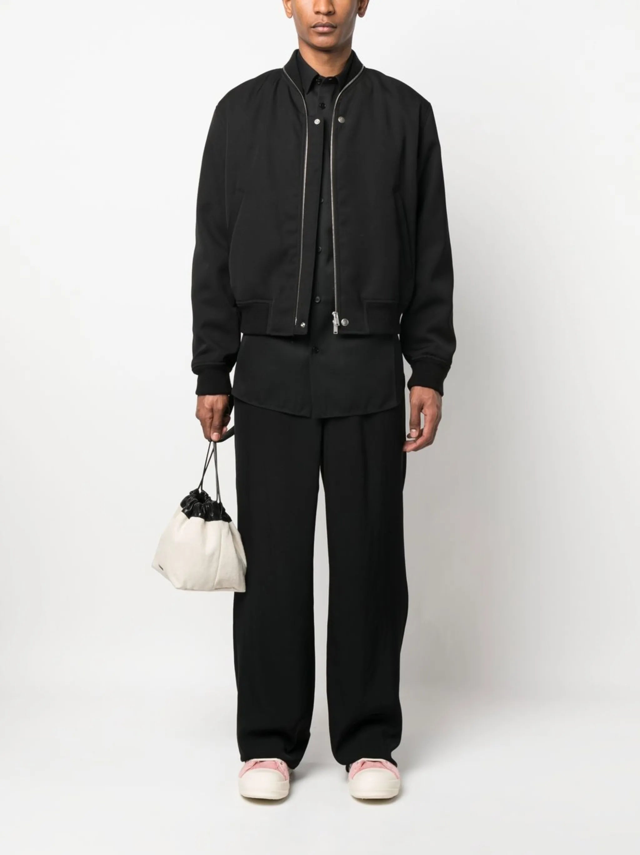 zipped wool bomber jacket
