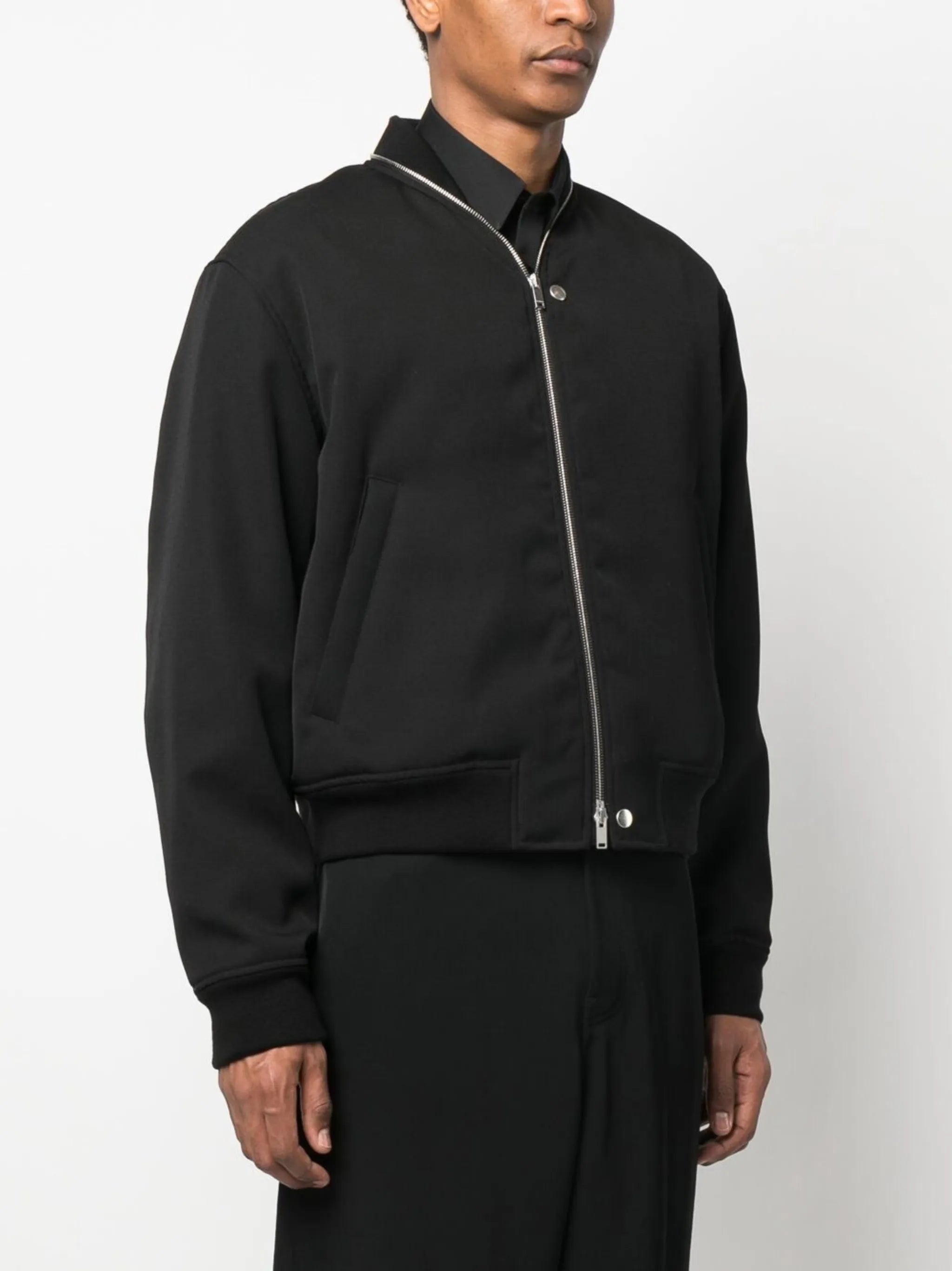 zipped wool bomber jacket