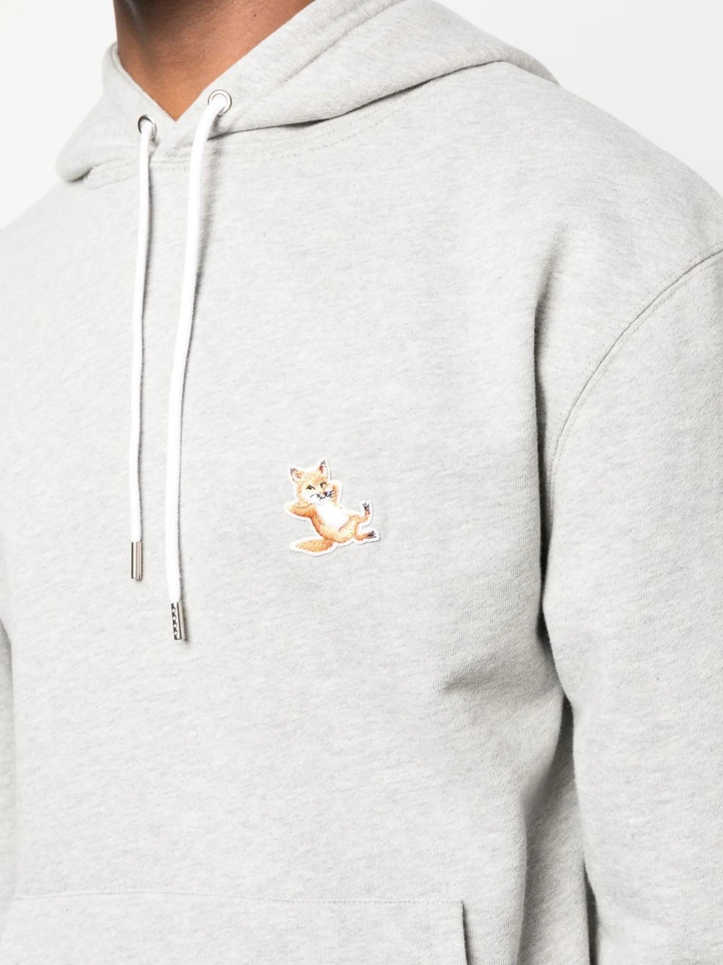 fox-embroidered cotton hoodie