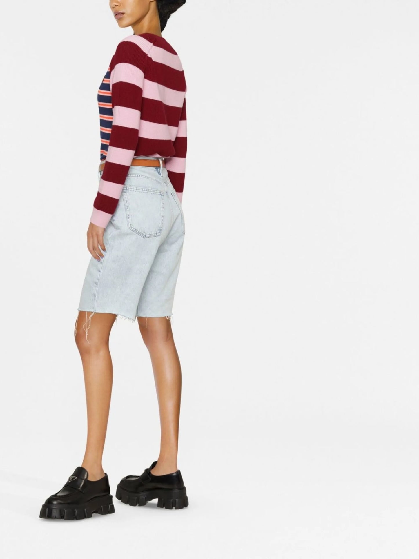 Boke Flower-embroidered striped knitted top
