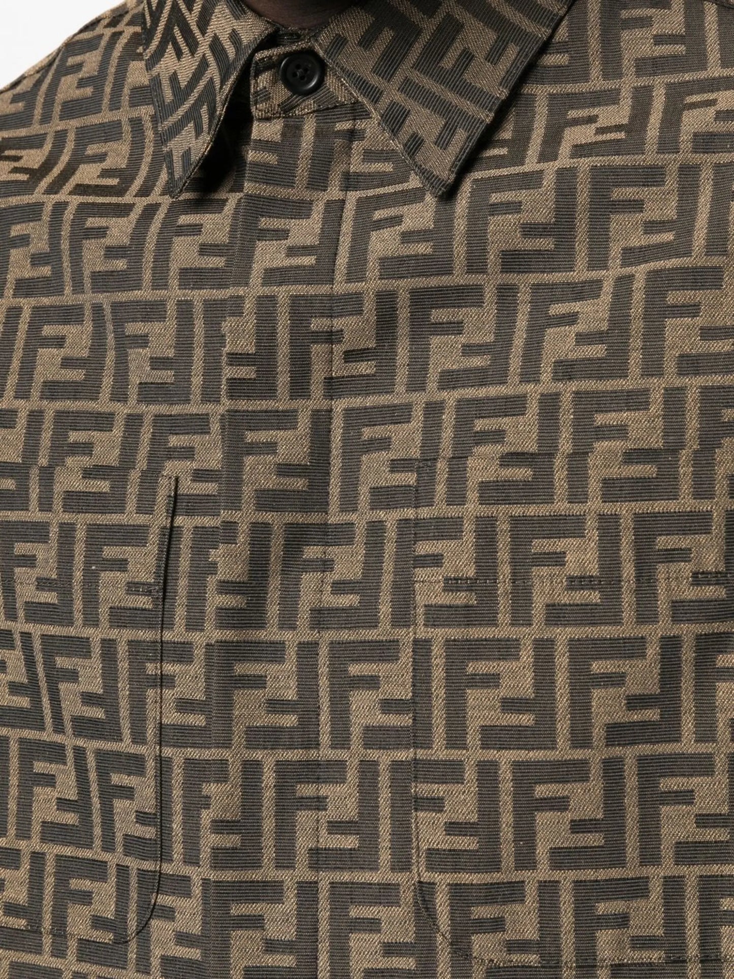 monogram-pattern shirt jacket