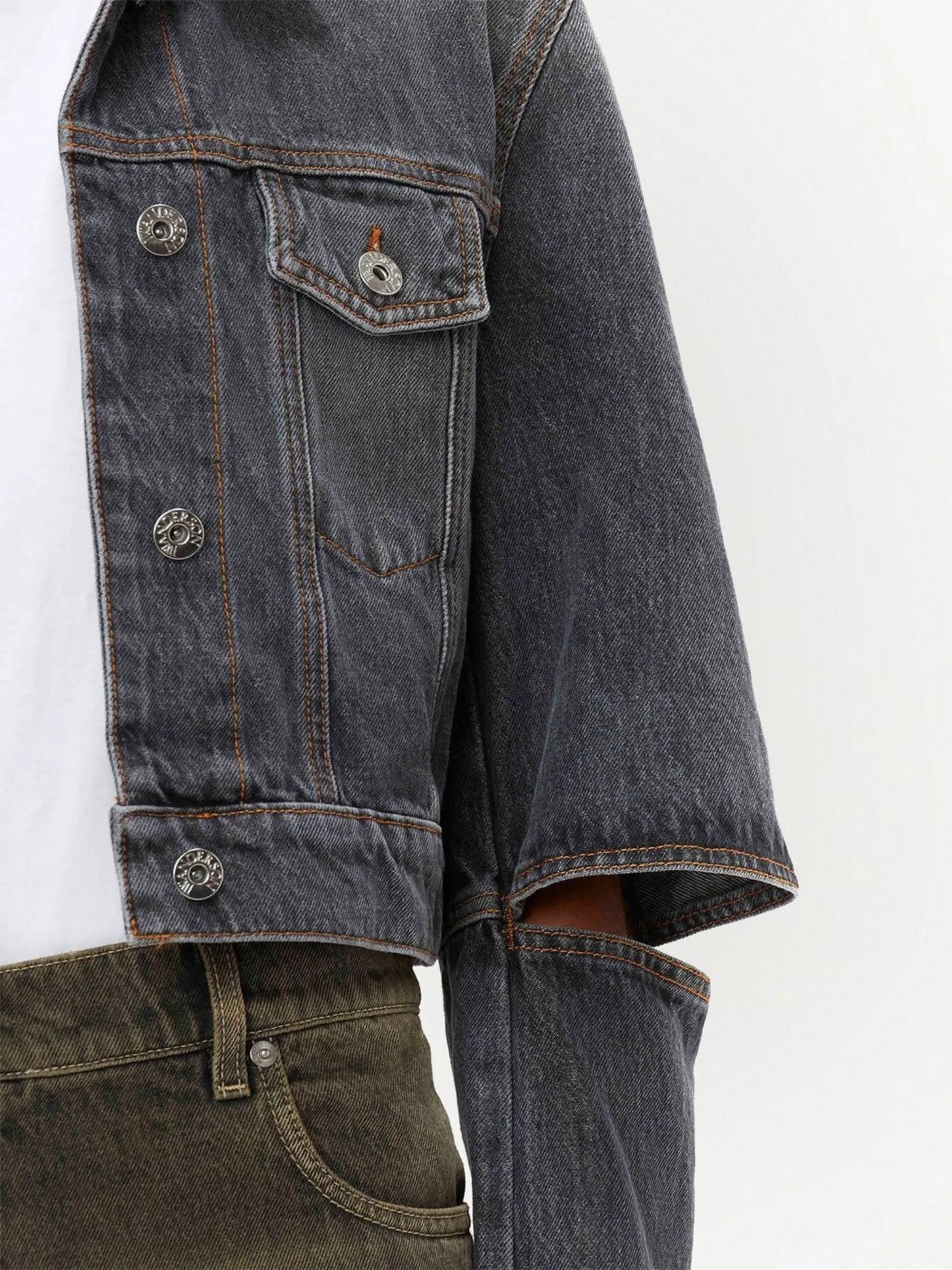 cut-out sleeve trucker jacket
