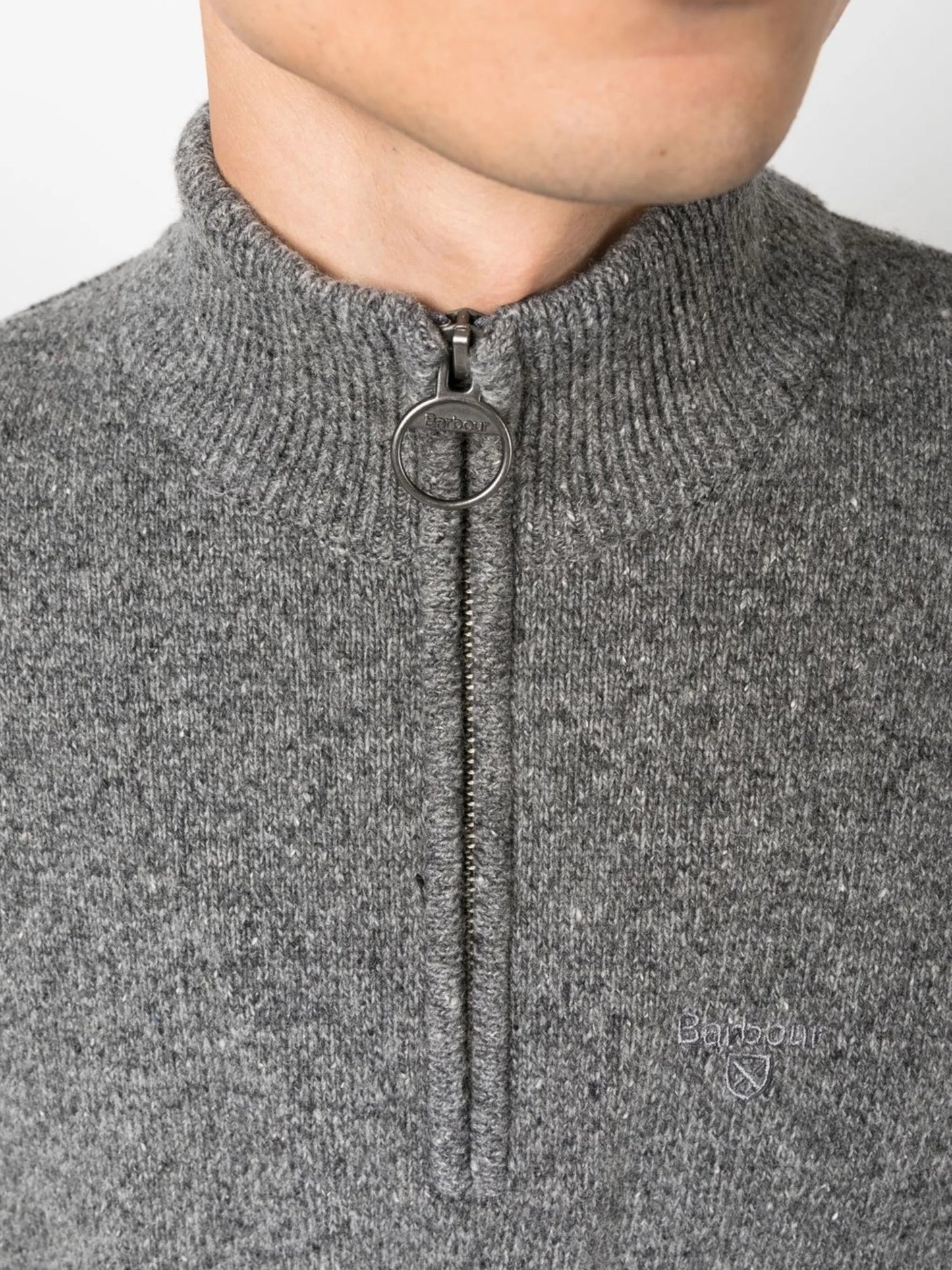 melange-effect half-zip sweater