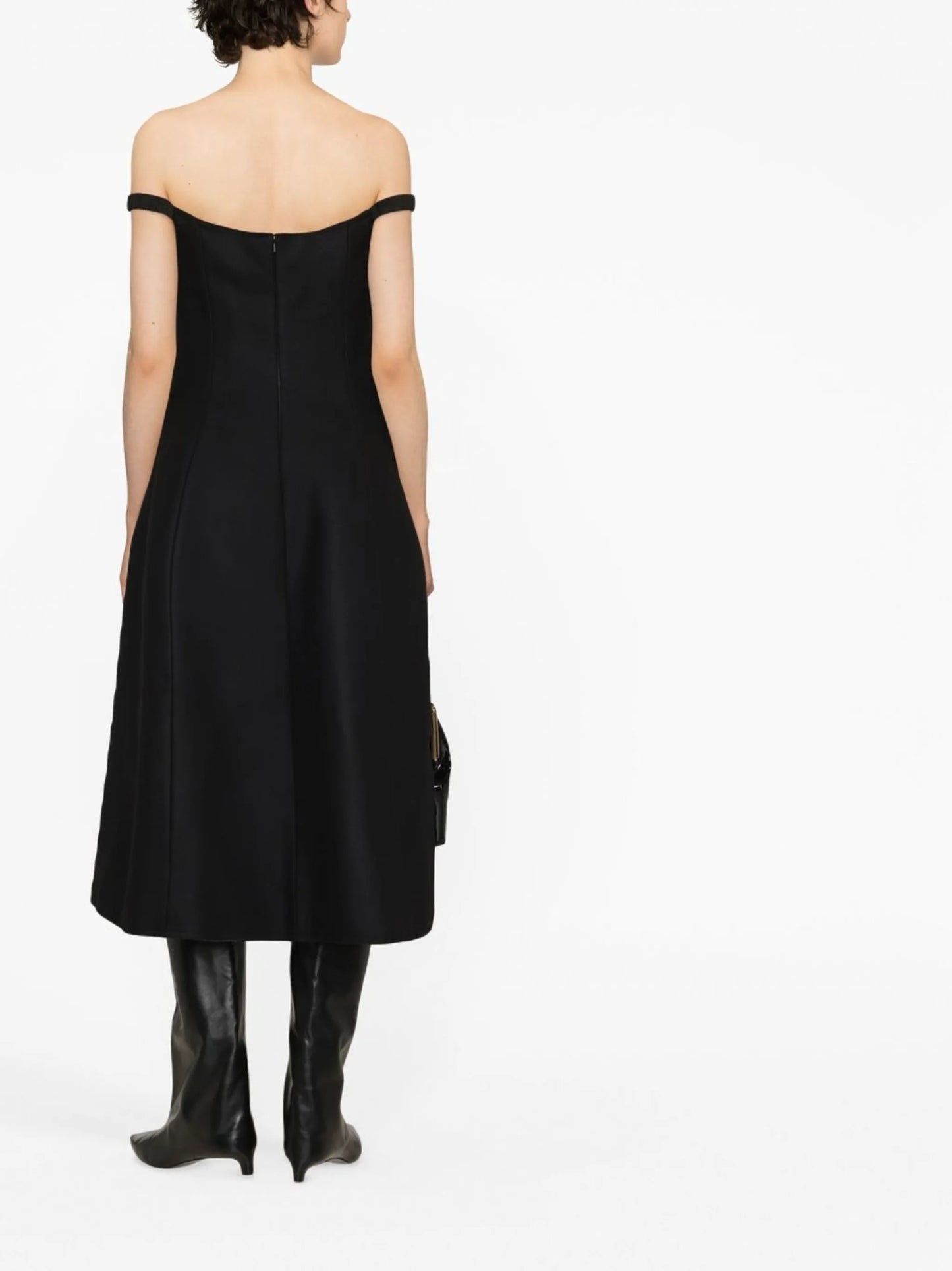 off-shoulder A-line midi dress