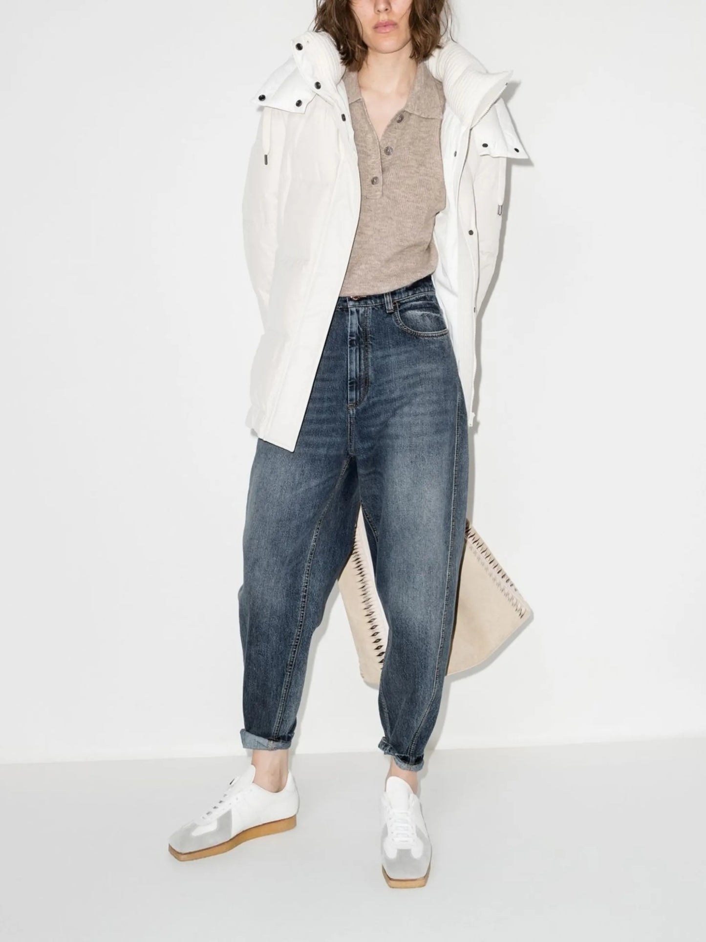 mid-rise tapered jeans