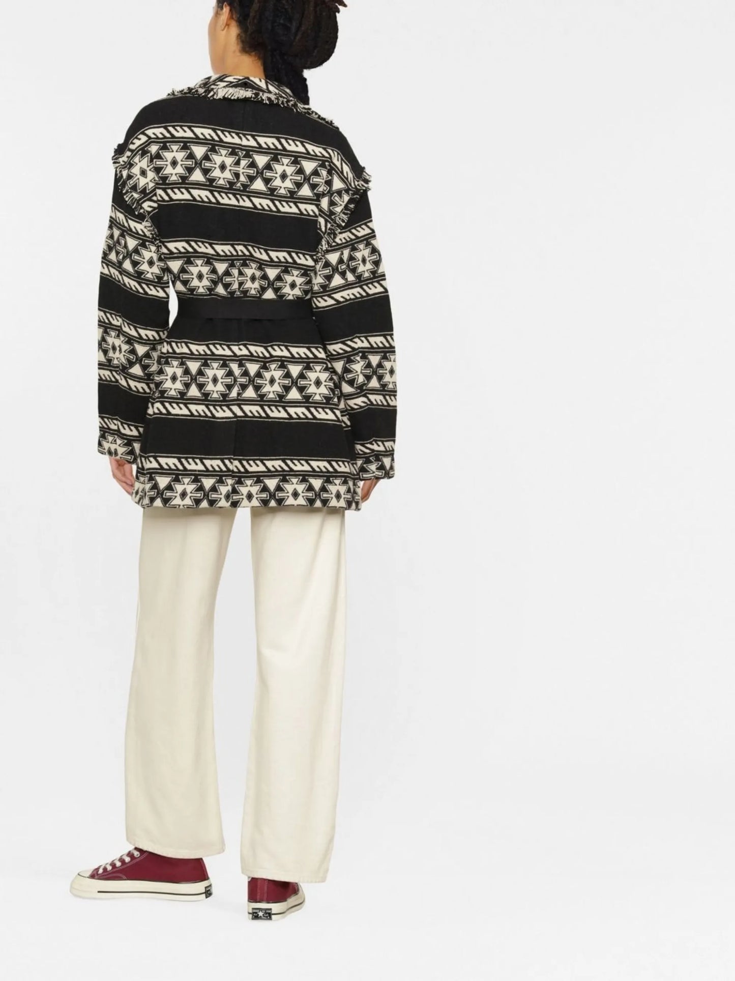geometric-print coat