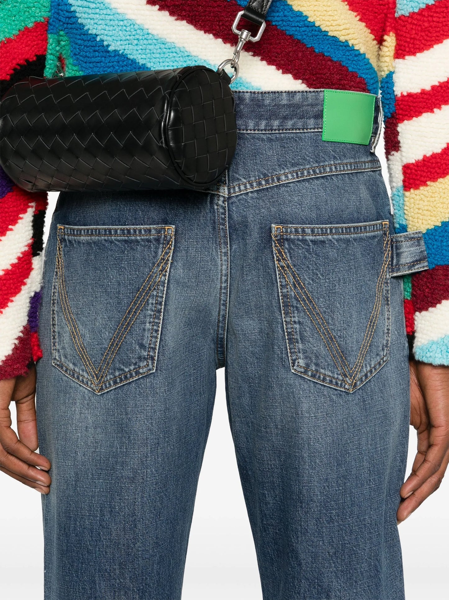 washed straight-leg jeans