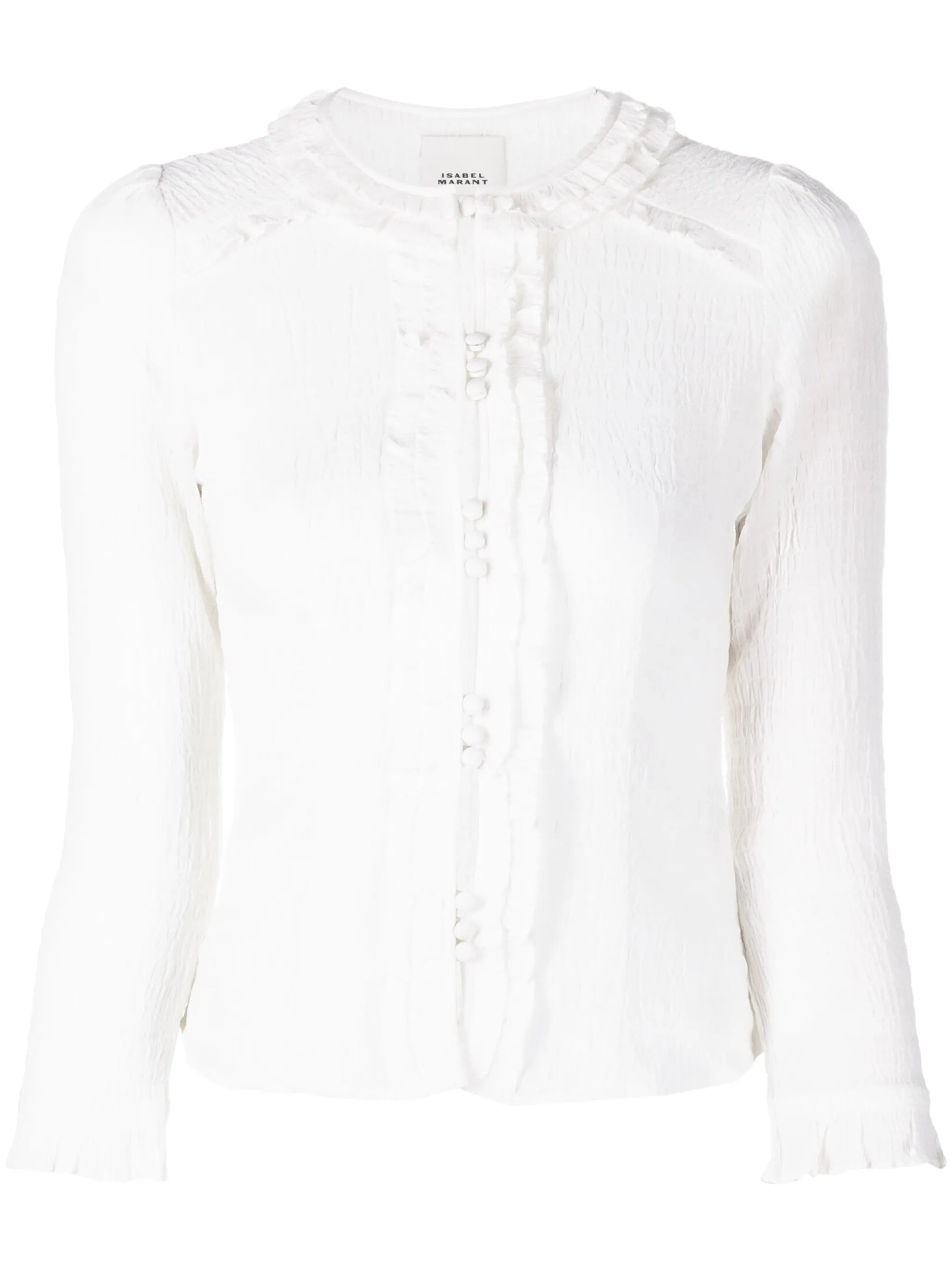 Georgia ruffled semi-sheer blouse