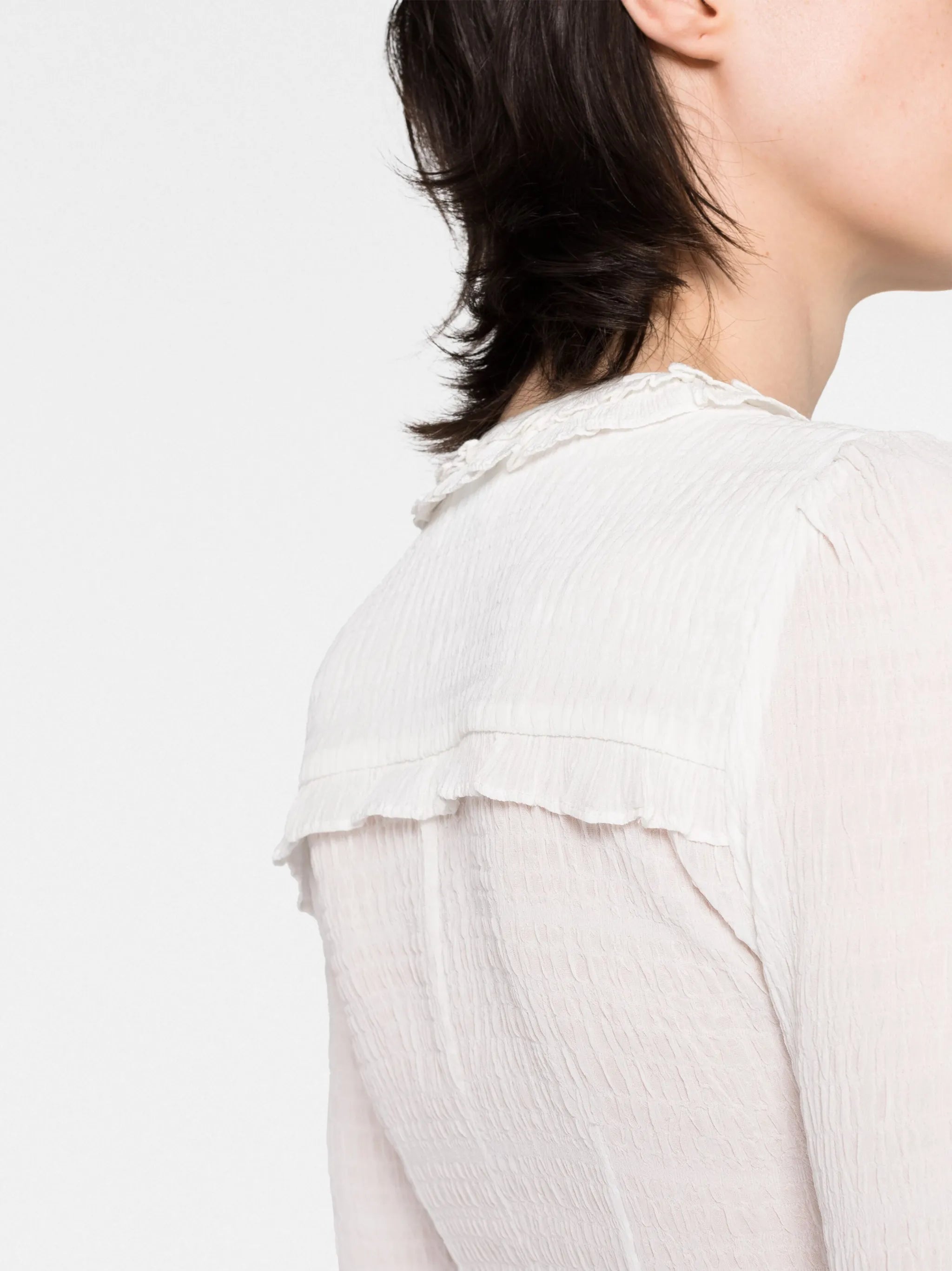 Georgia ruffled semi-sheer blouse