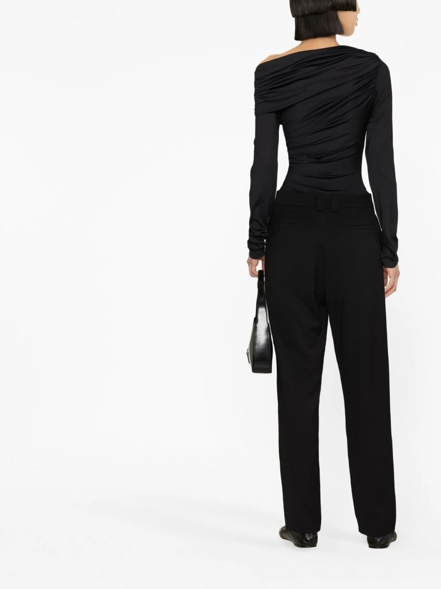 high-waist slim-leg trousers
