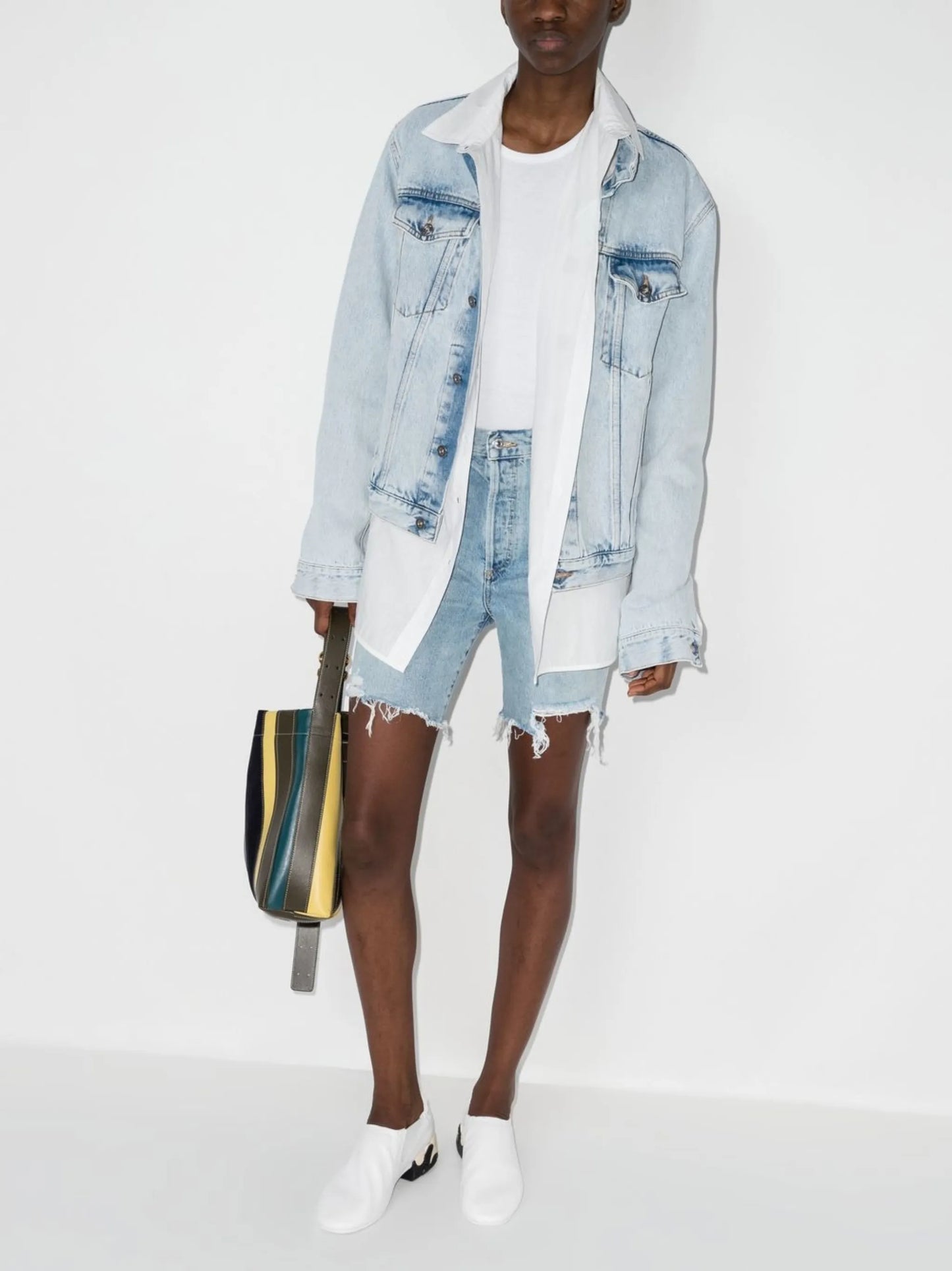 Camilla frayed-hem denim shorts