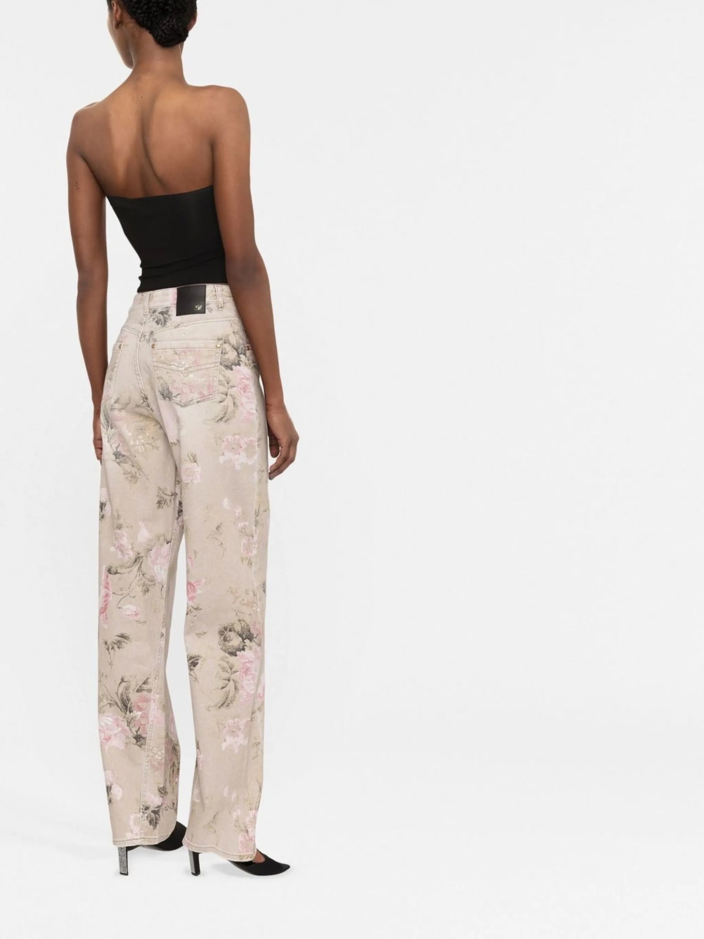 floral-print jeans