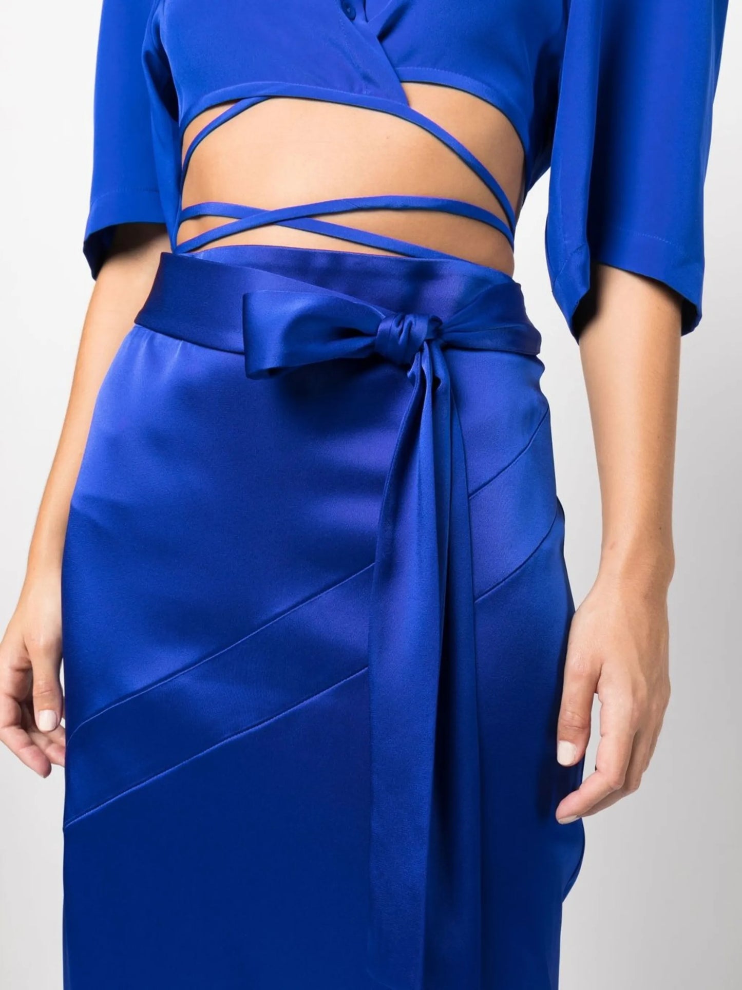 side-tie satin skirt