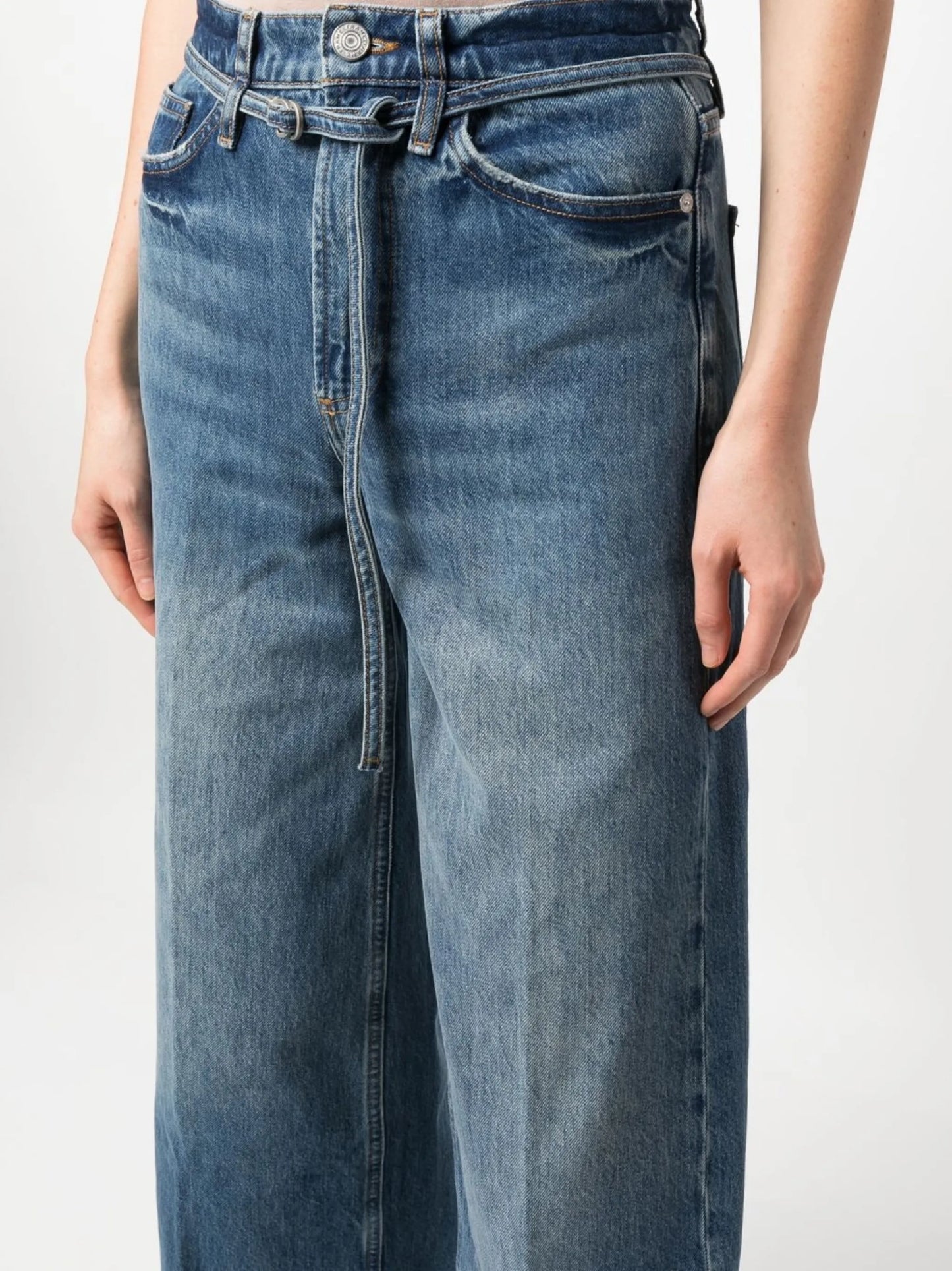 faded-effect boyfriend-cut jeans