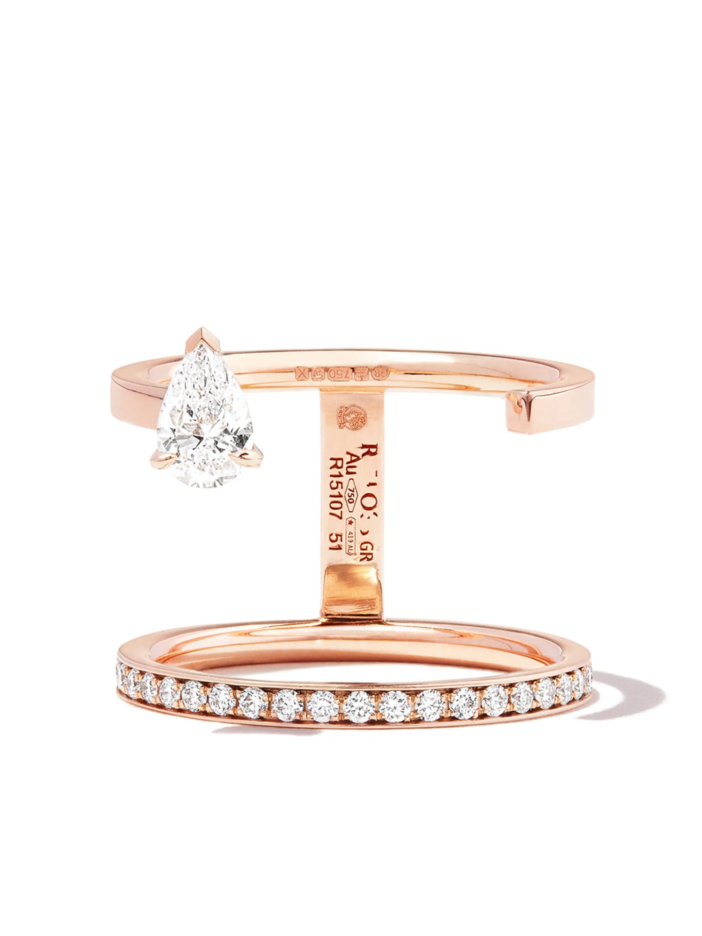 18kt rose gold Serti Sur Vide diamond ring