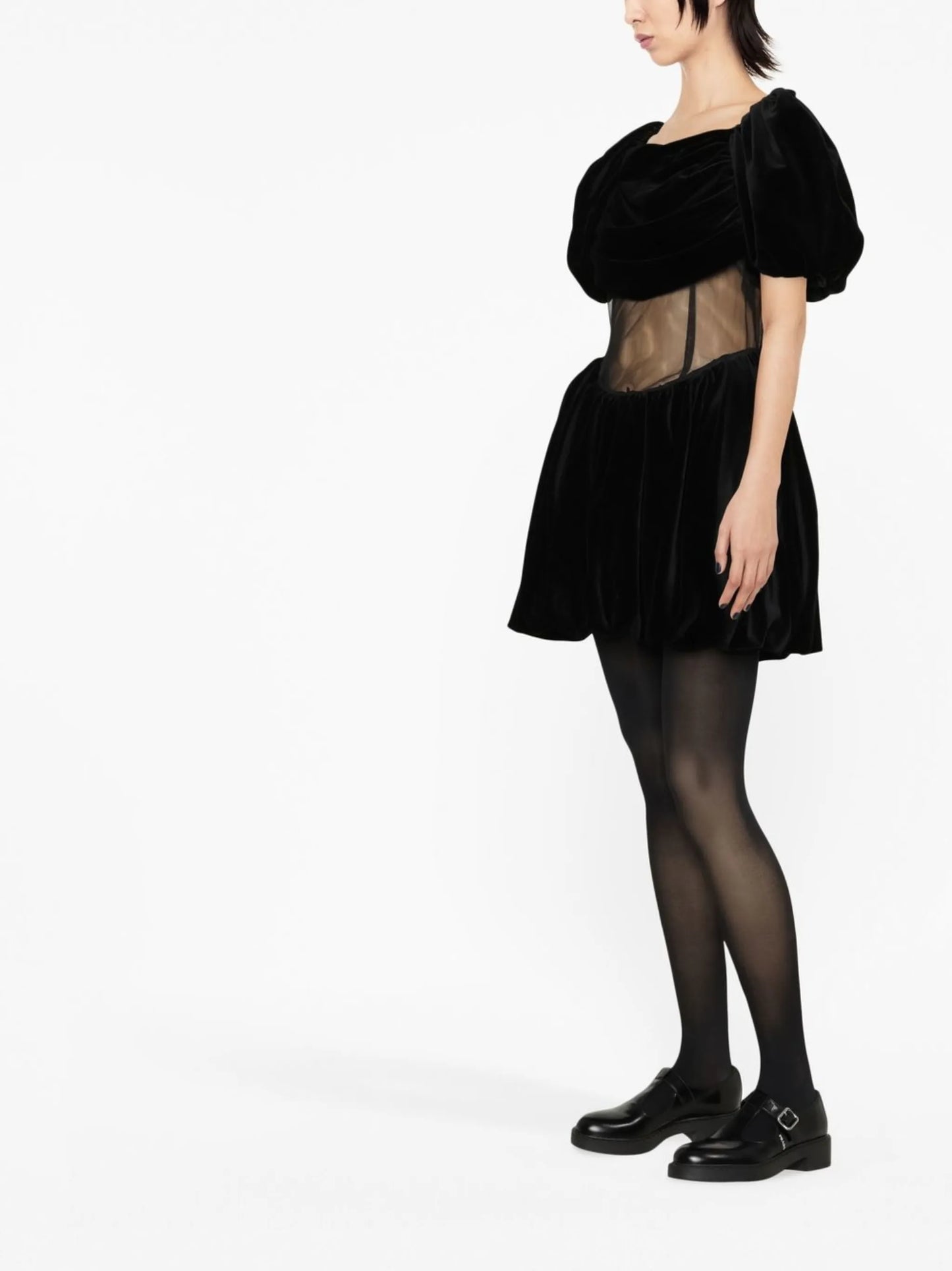 puff-sleeve knitted dress
