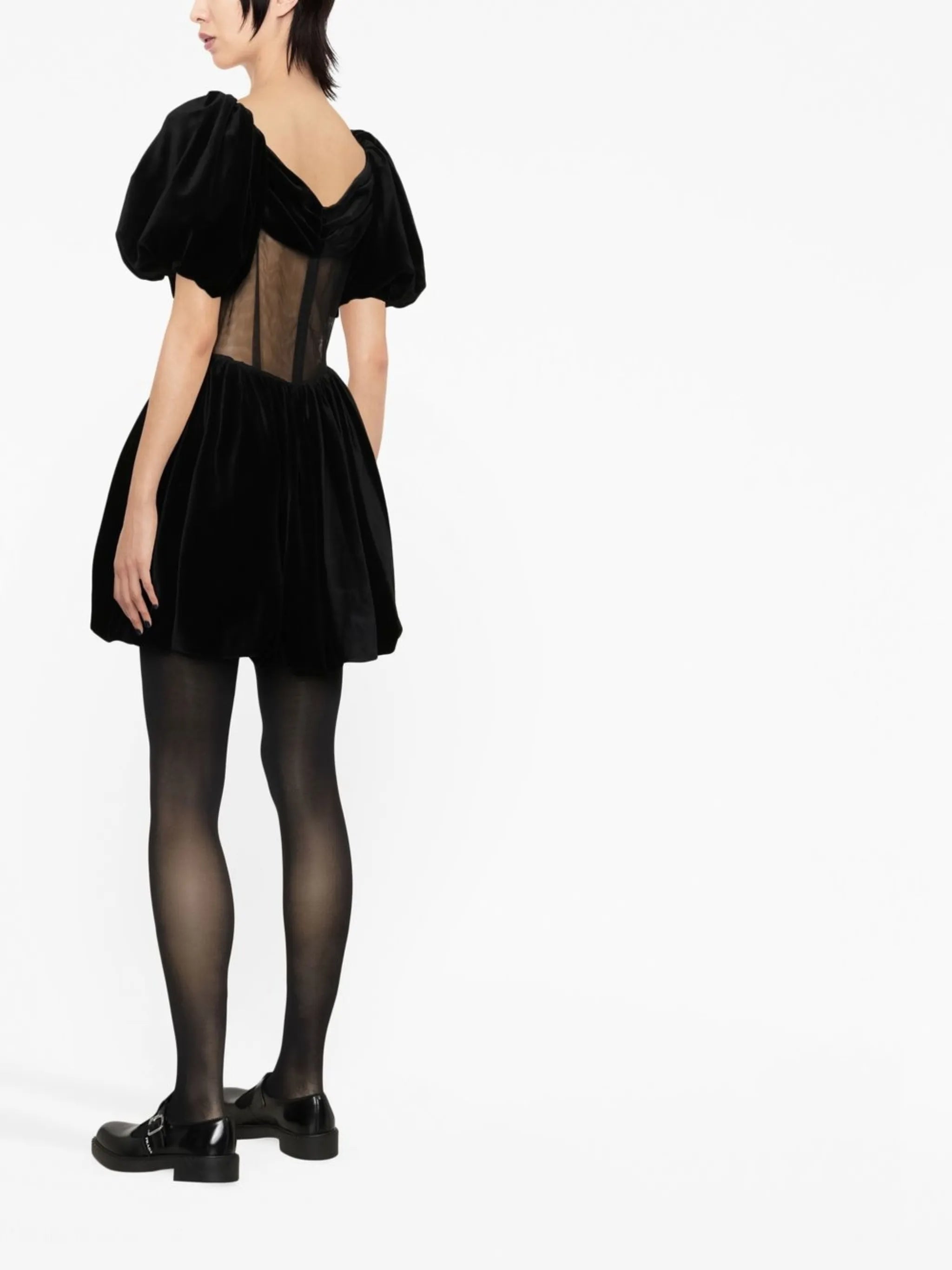 puff-sleeve knitted dress