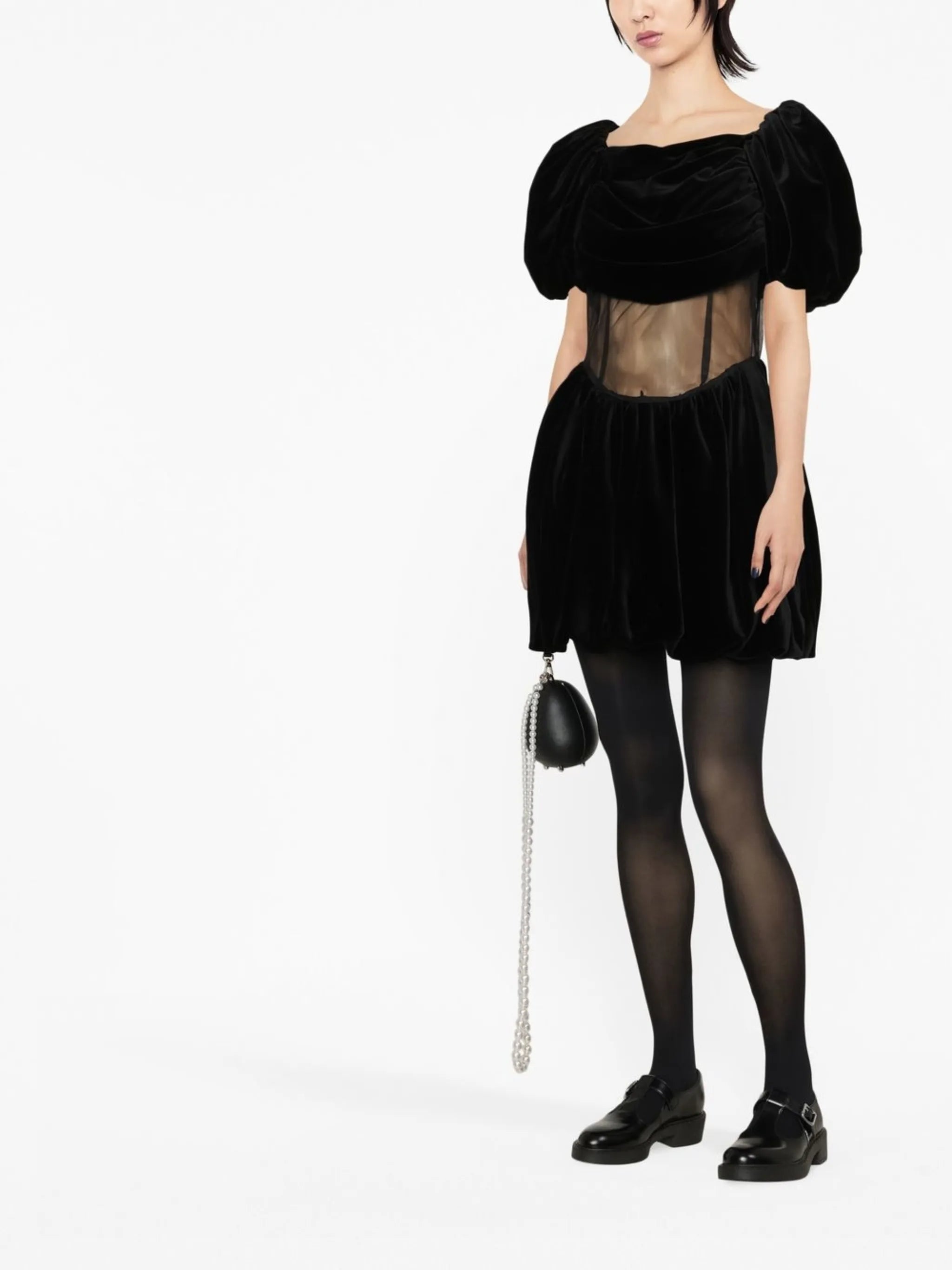 puff-sleeve knitted dress