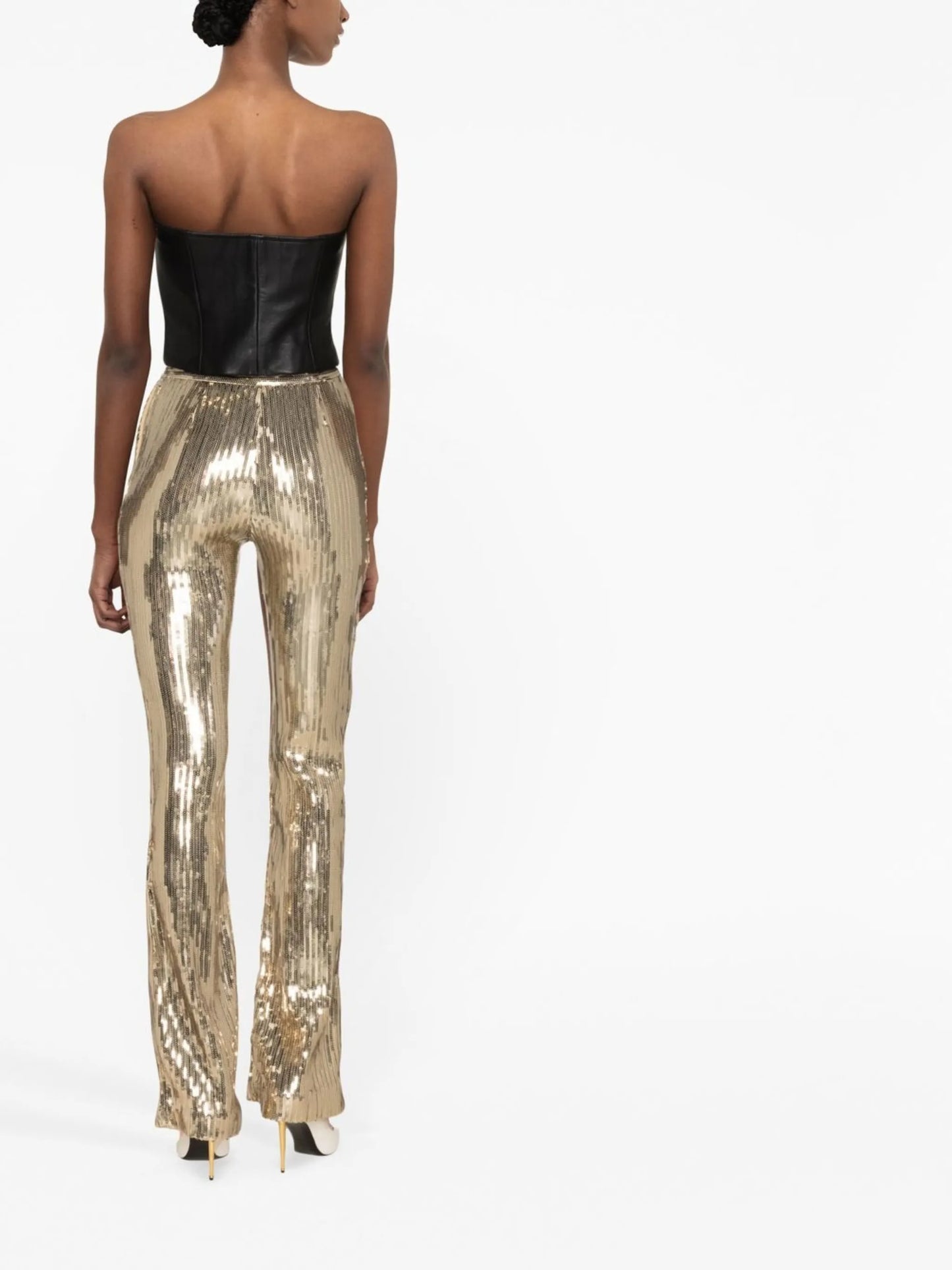 sequinned high-waisted trousers