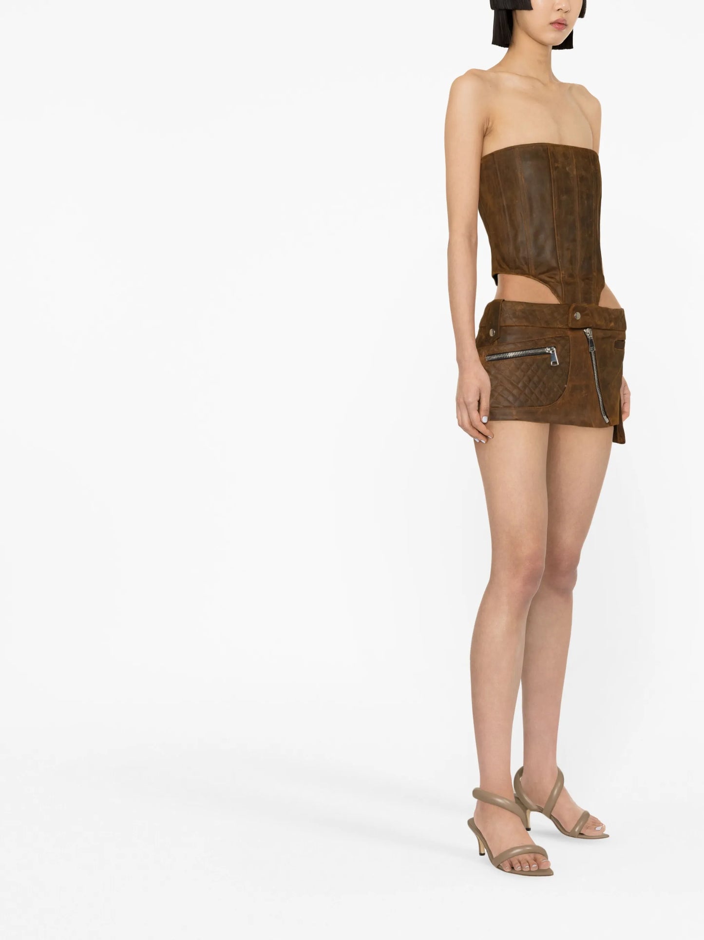 Moto leather mini skirt