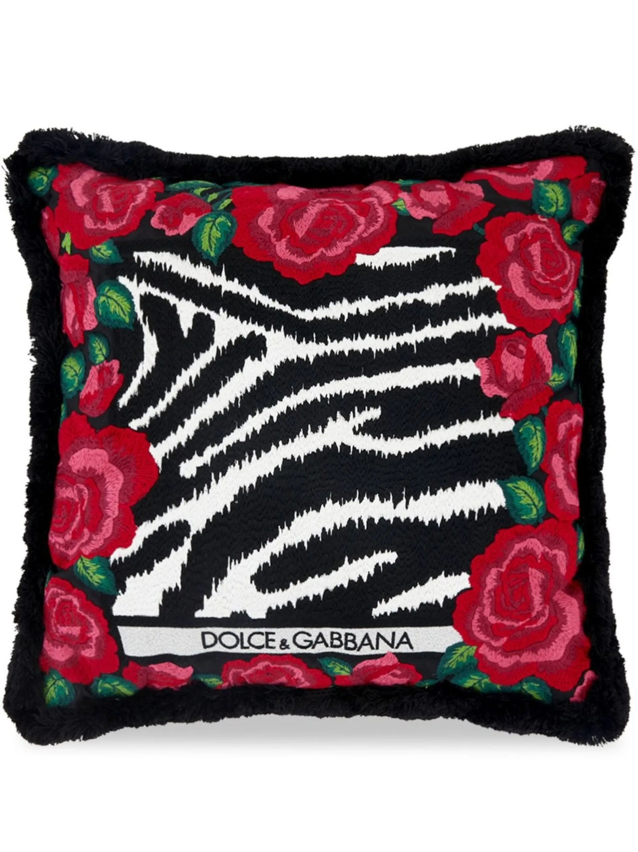 zebra-print embroidered small cushion