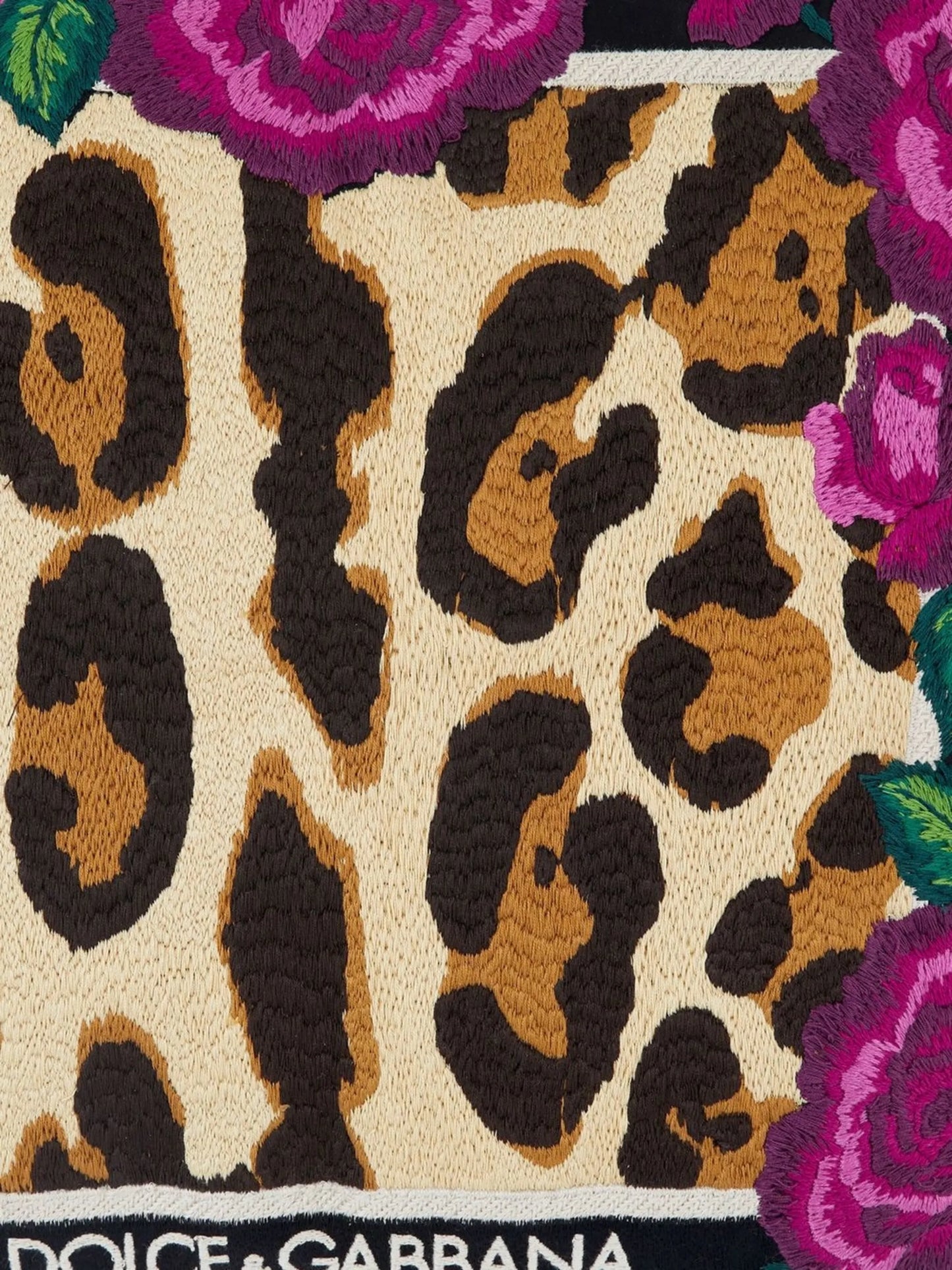 leopard-print embroidered small cushion