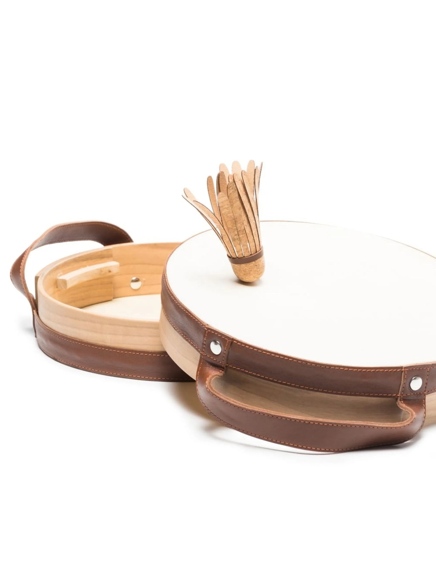 leather-trim tamburello set