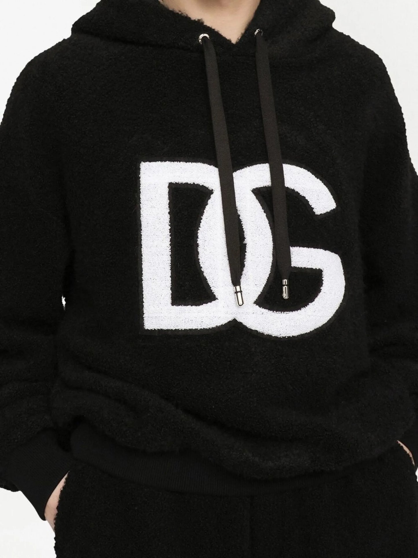 towelling logo-patch hoodie