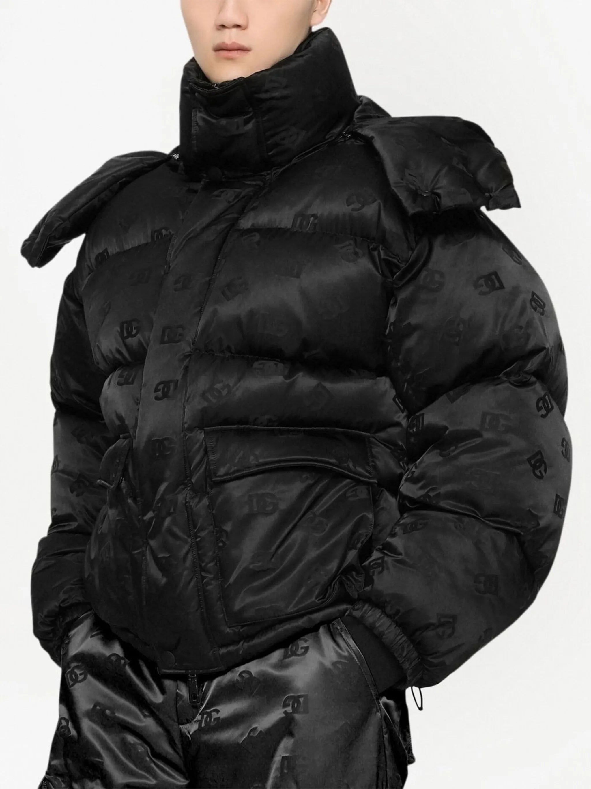 all-over logo-print padded jacket