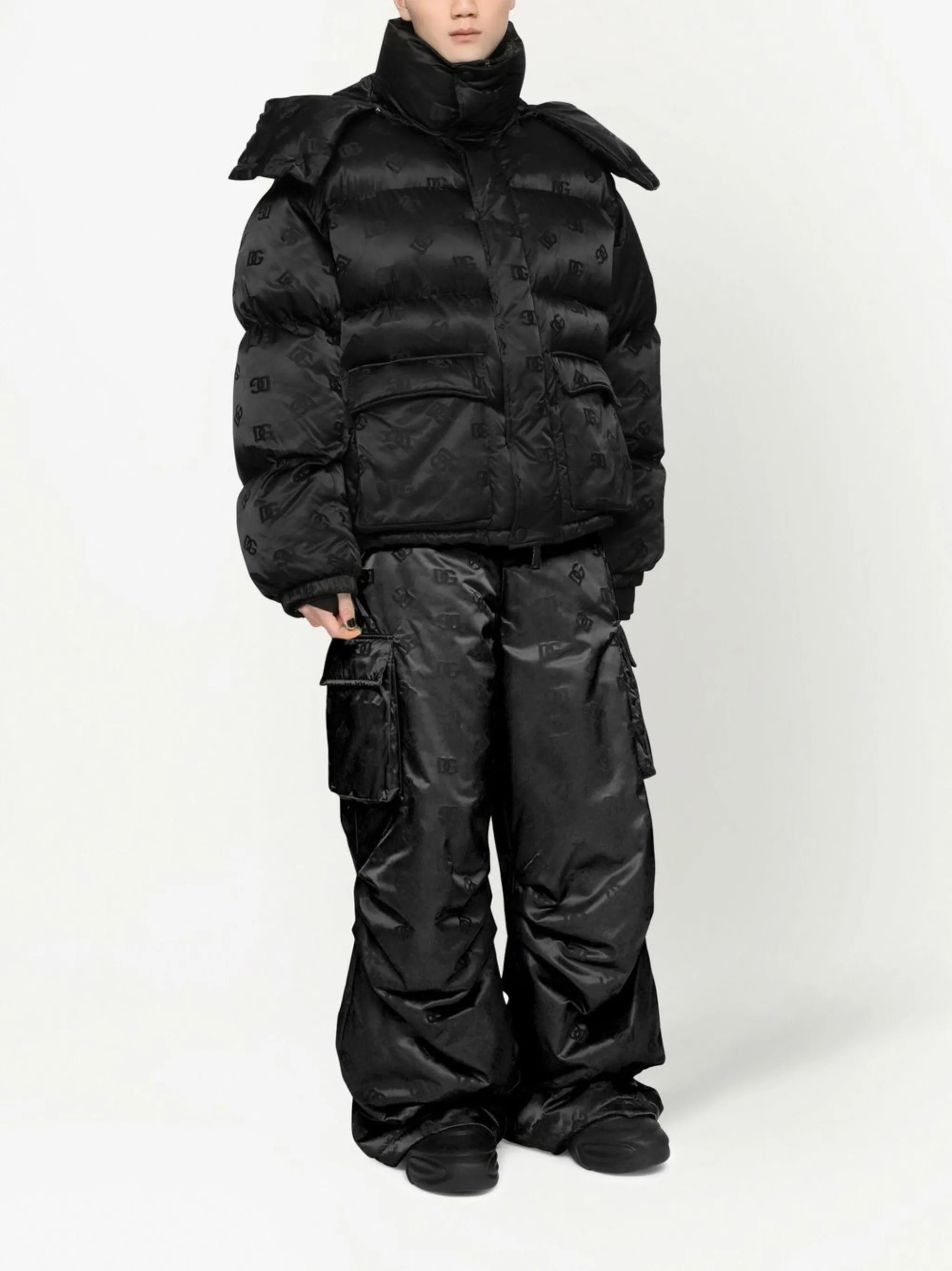 all-over logo-print padded jacket