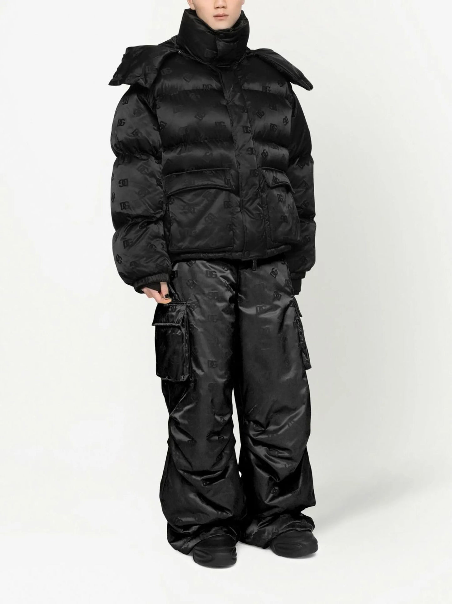 all-over logo-print padded jacket