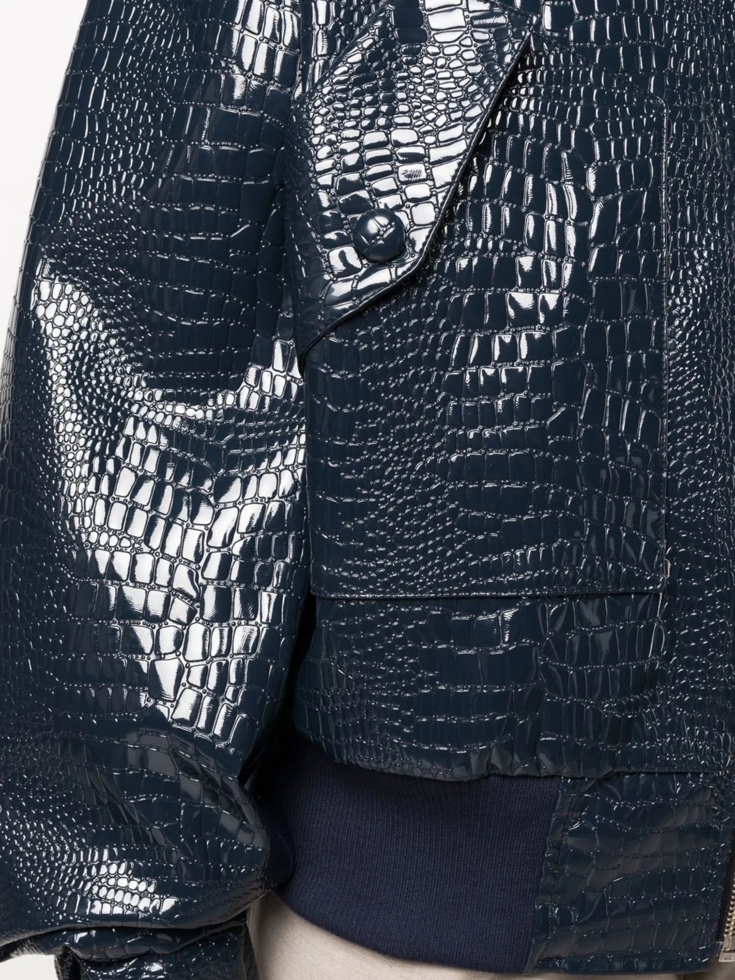 Hane crocodile-effect bomber jacket