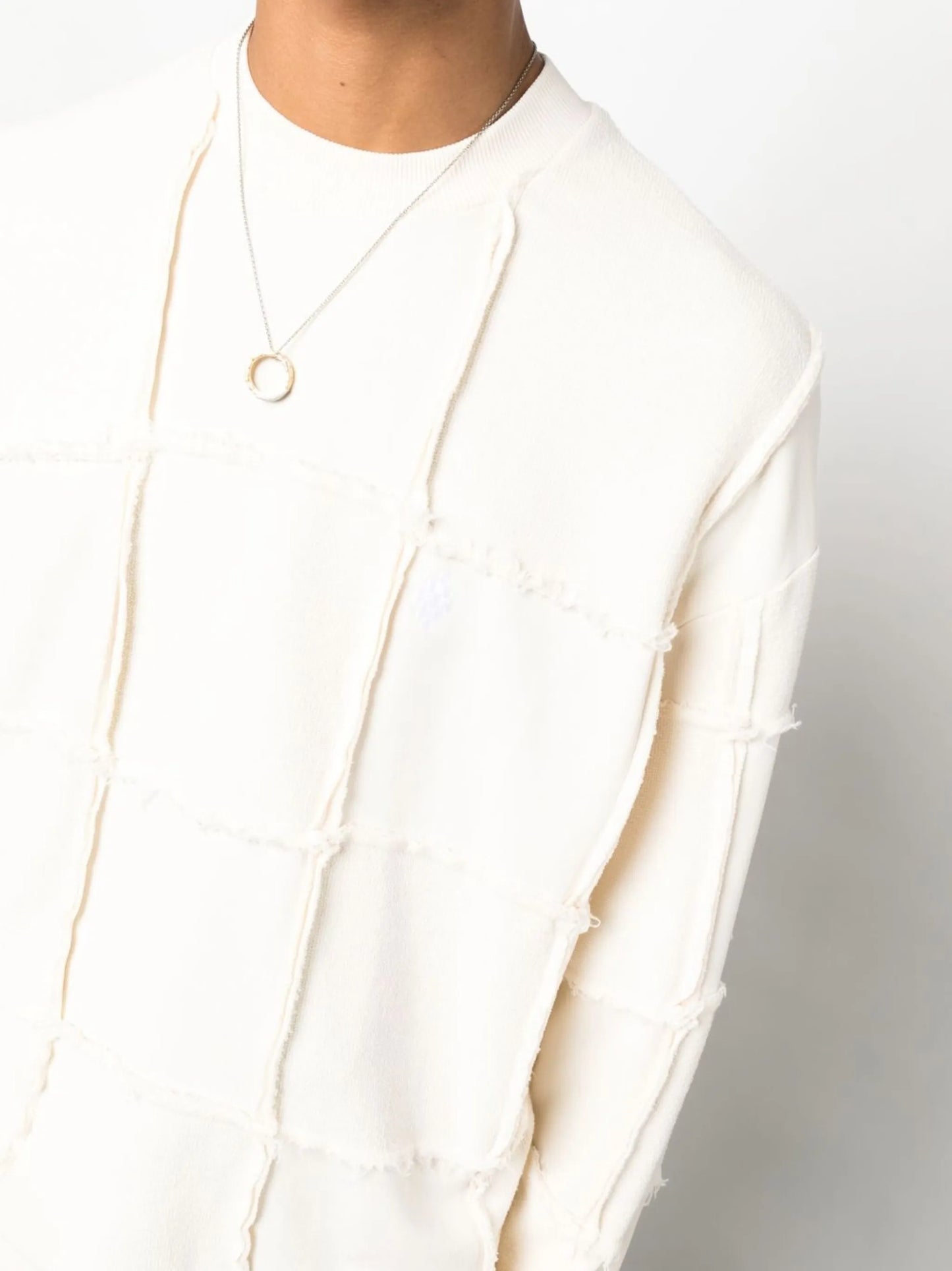 seam-detailing crew neck jumper