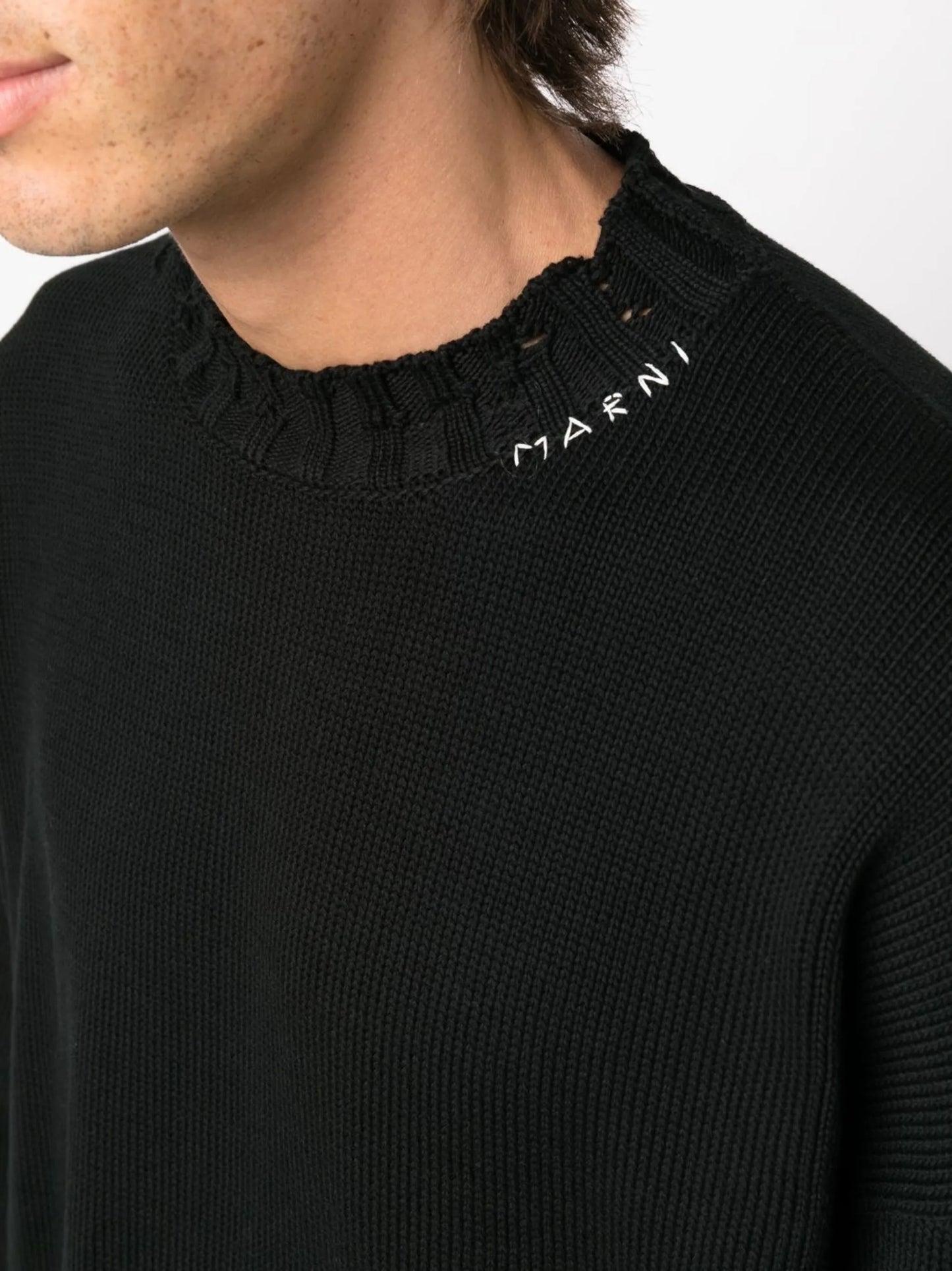 Twisted crew-neck jumper
