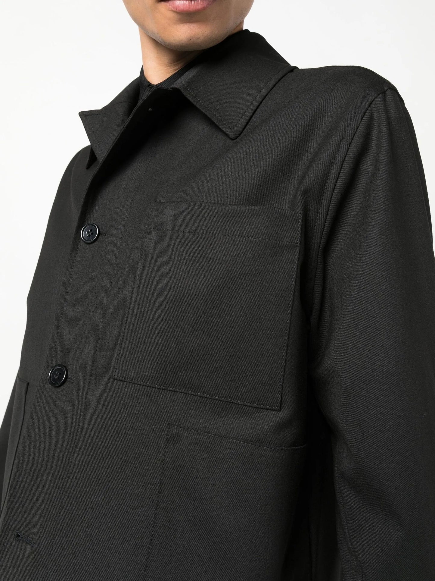Uniform straight-point collar overshirt