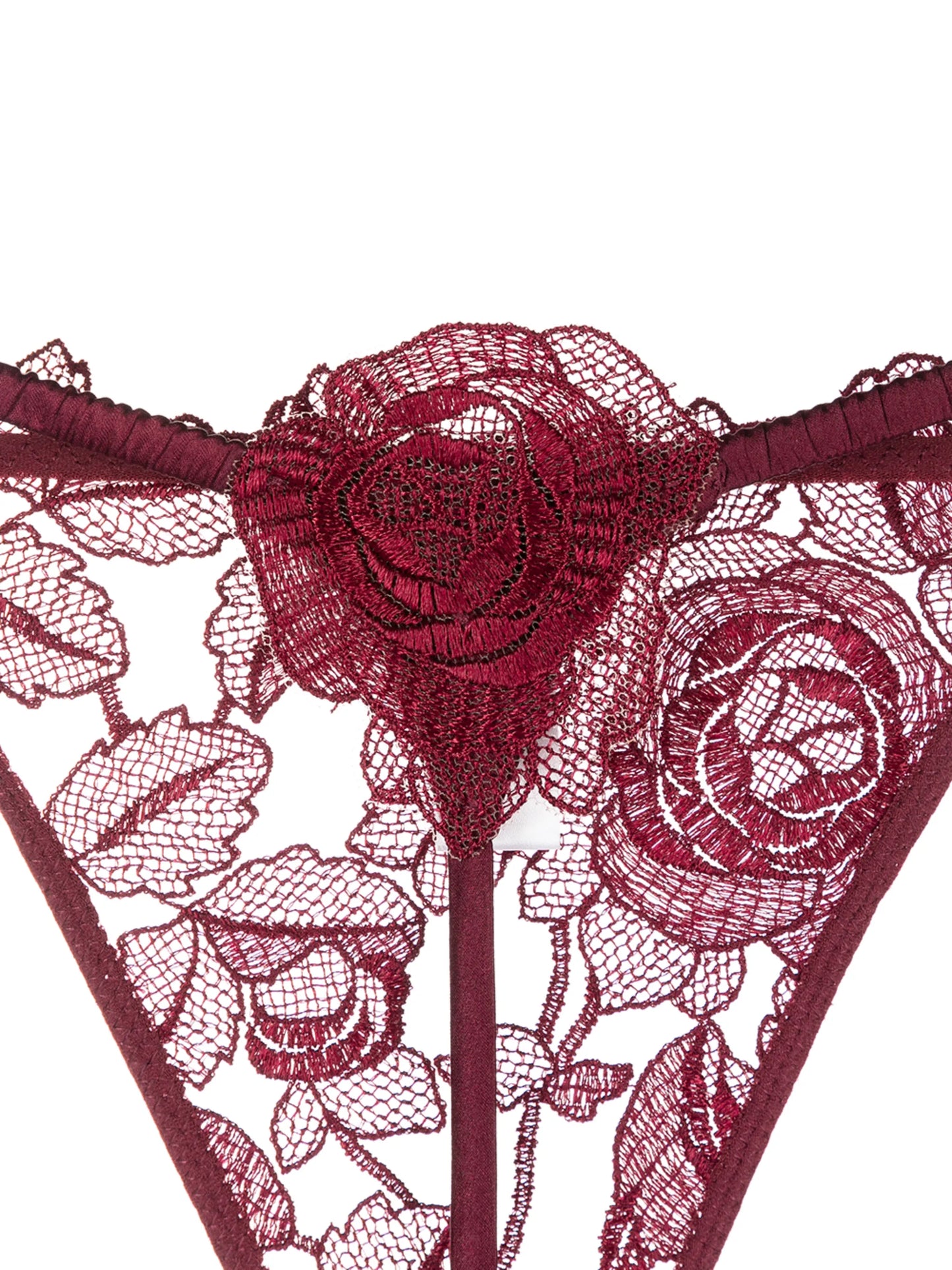 Rose embroidered V-string thong