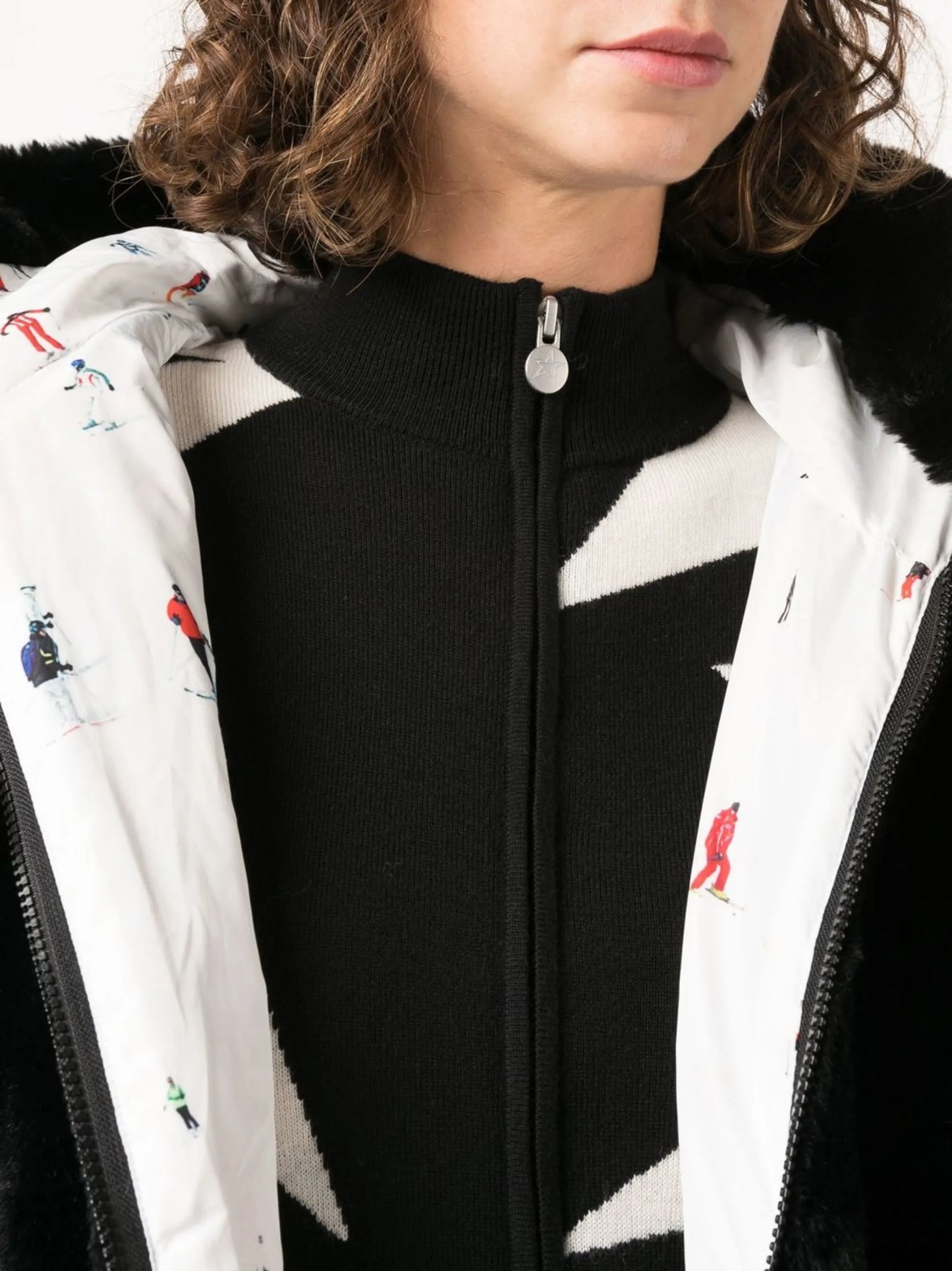 panelled zip-up hooded jacket