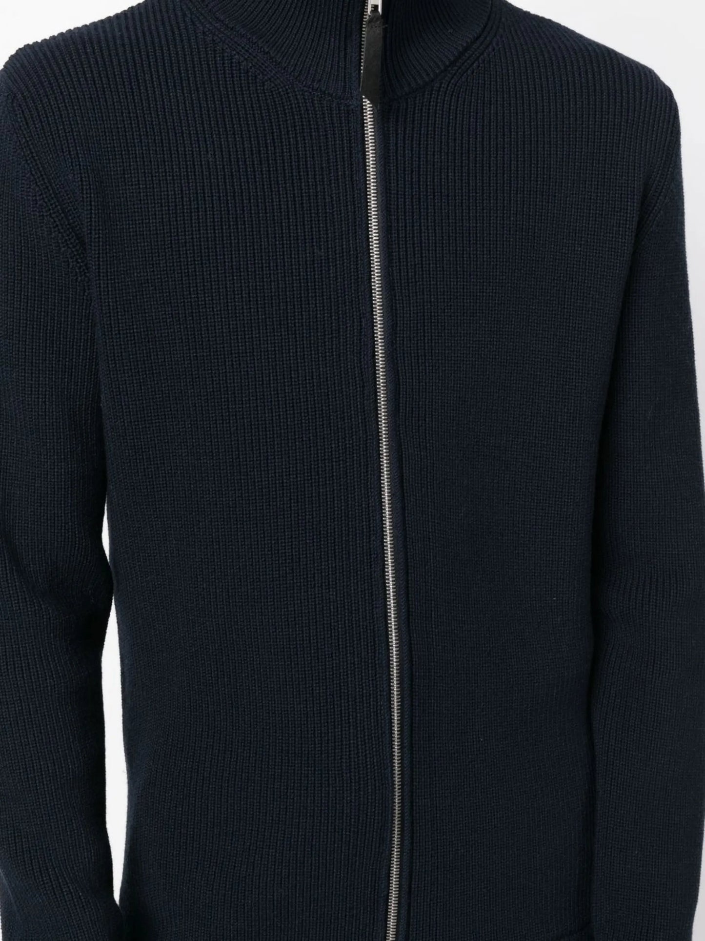 ribbed zip-up cardigan